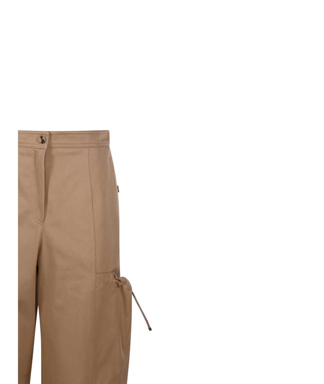 MAX MARA Бежевые хлопковые прямые брюки, фото 4