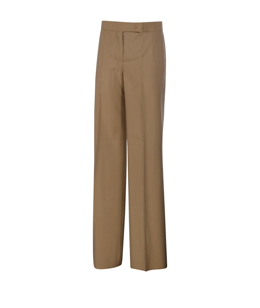 MAX MARA Бежевые шерстяные прямые брюки, фото 2