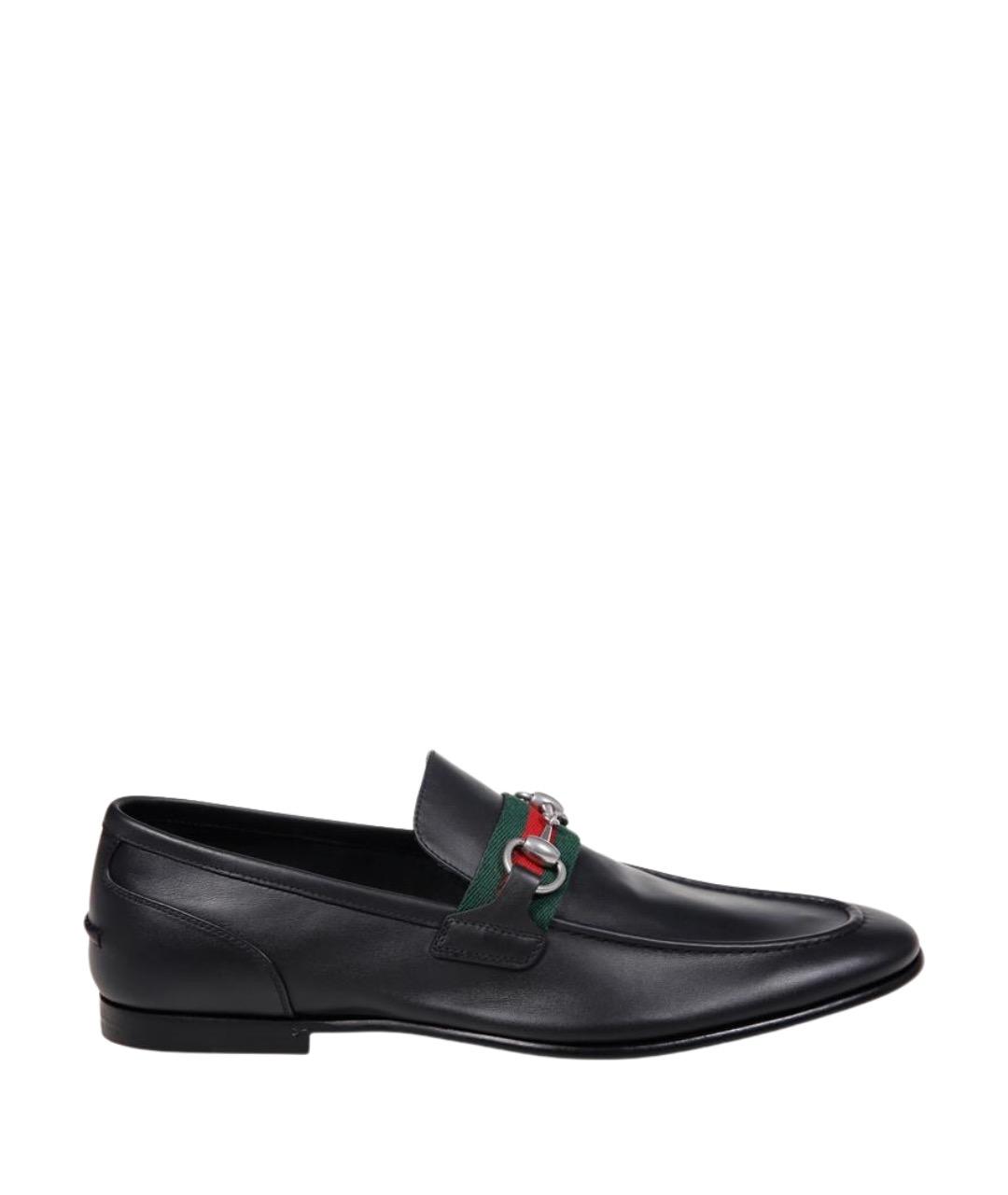GUCCI Черные кожаные лоферы, фото 1