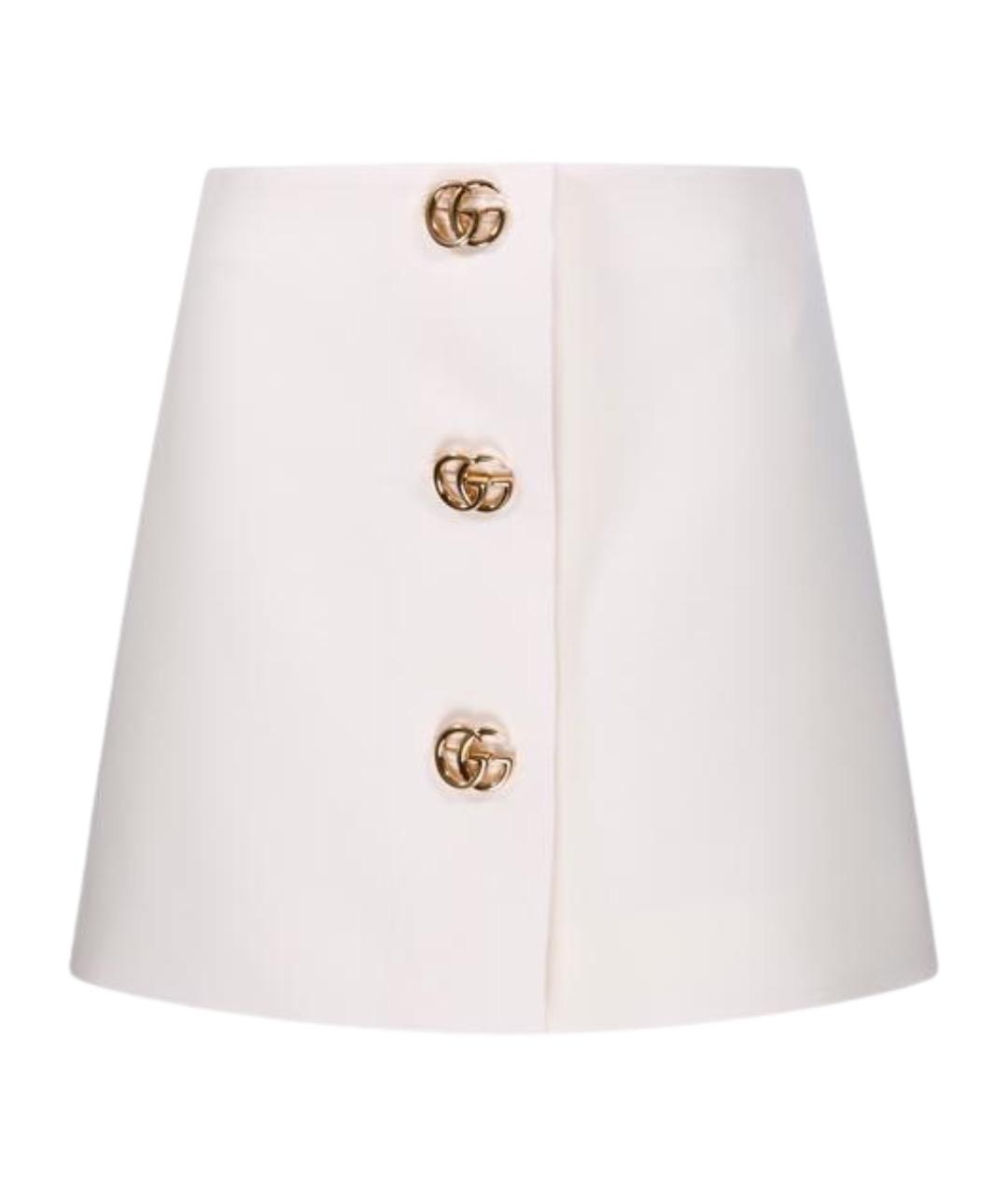 GUCCI Белая шерстяная юбка мини, фото 1