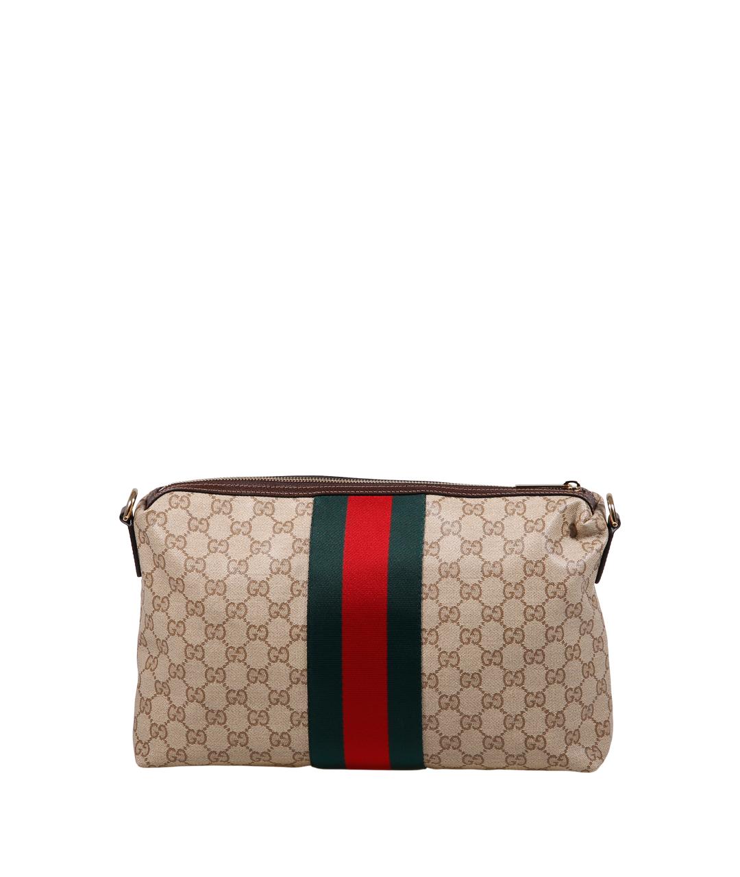 GUCCI Бежевая сумка на плечо из канвы, фото 3