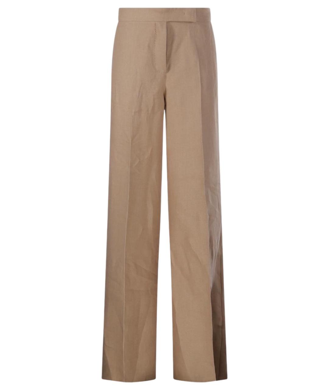 MAX MARA Бежевые льняные прямые брюки, фото 1