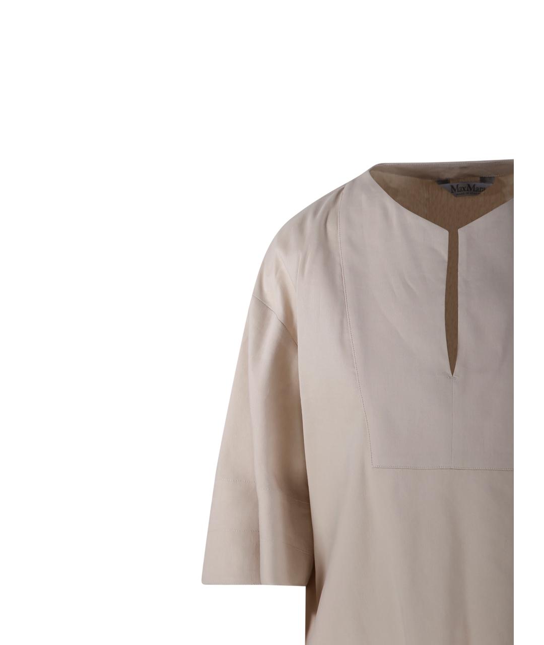 MAXMARA PURE Бежевая льняная рубашка, фото 4