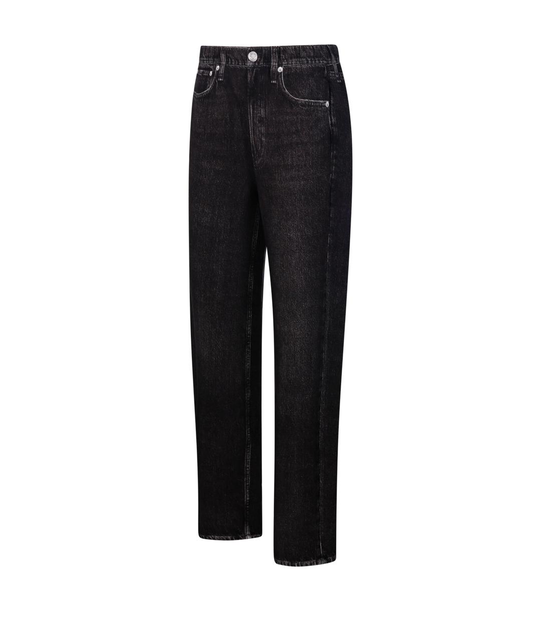 RAG & BONE Черные хлопковые прямые джинсы, фото 2