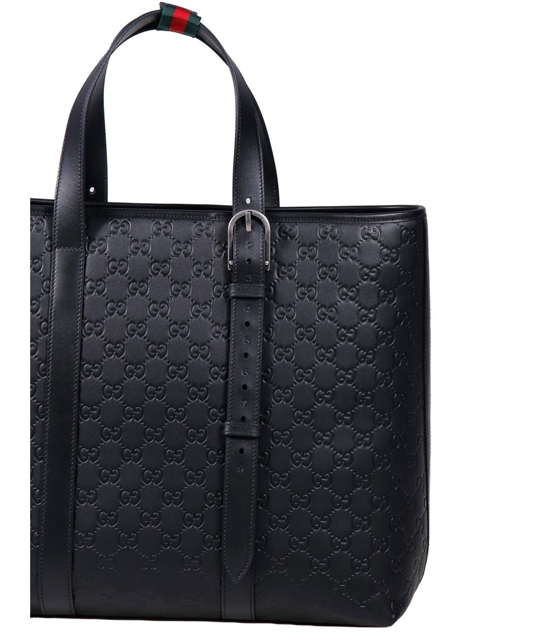 GUCCI Черная кожаная сумка тоут, фото 4