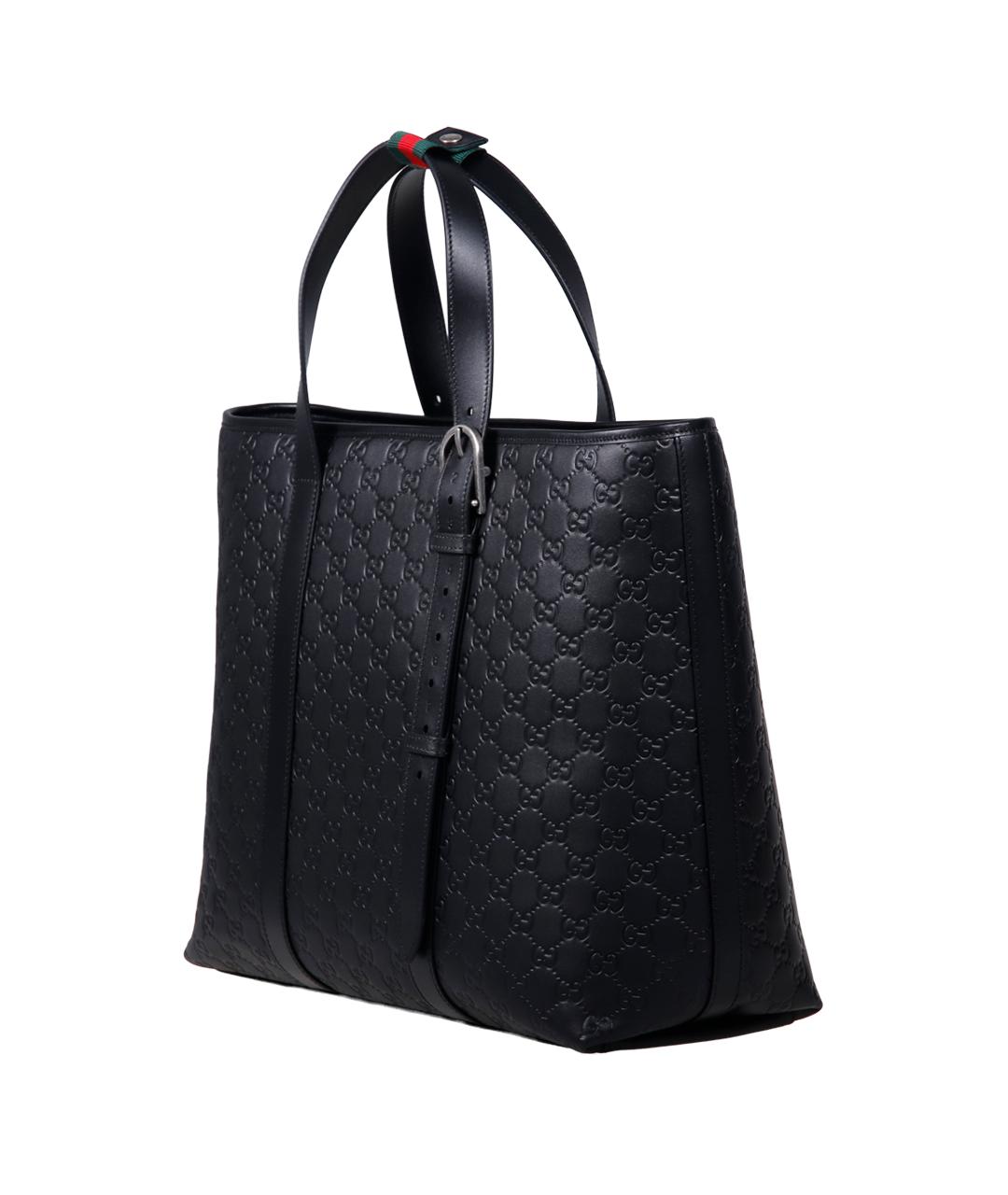 GUCCI Черная кожаная сумка тоут, фото 2