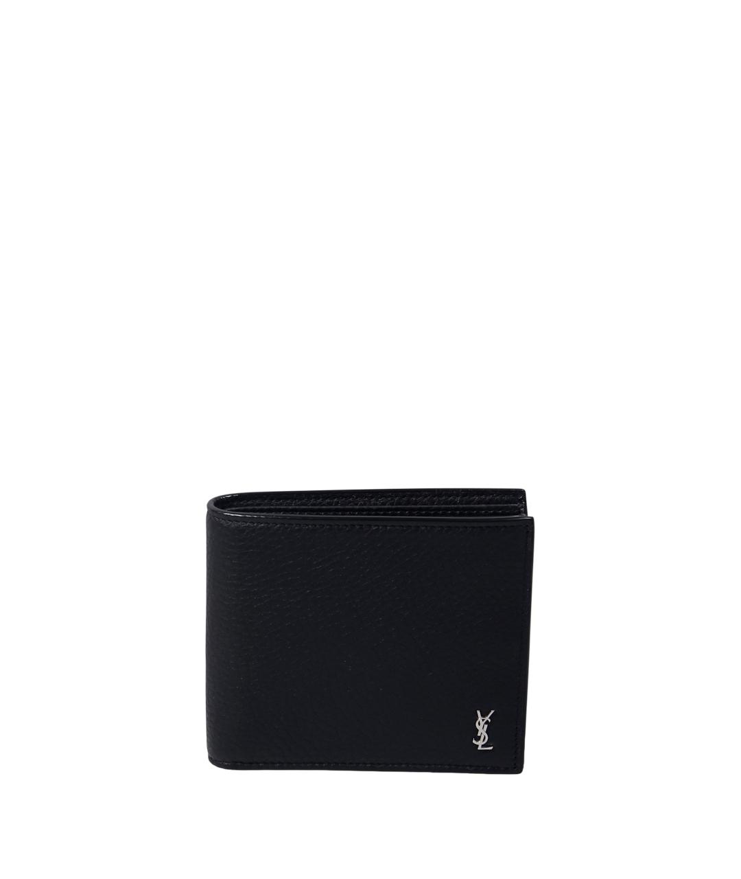 SAINT LAURENT Черный кожаный кошелек, фото 4