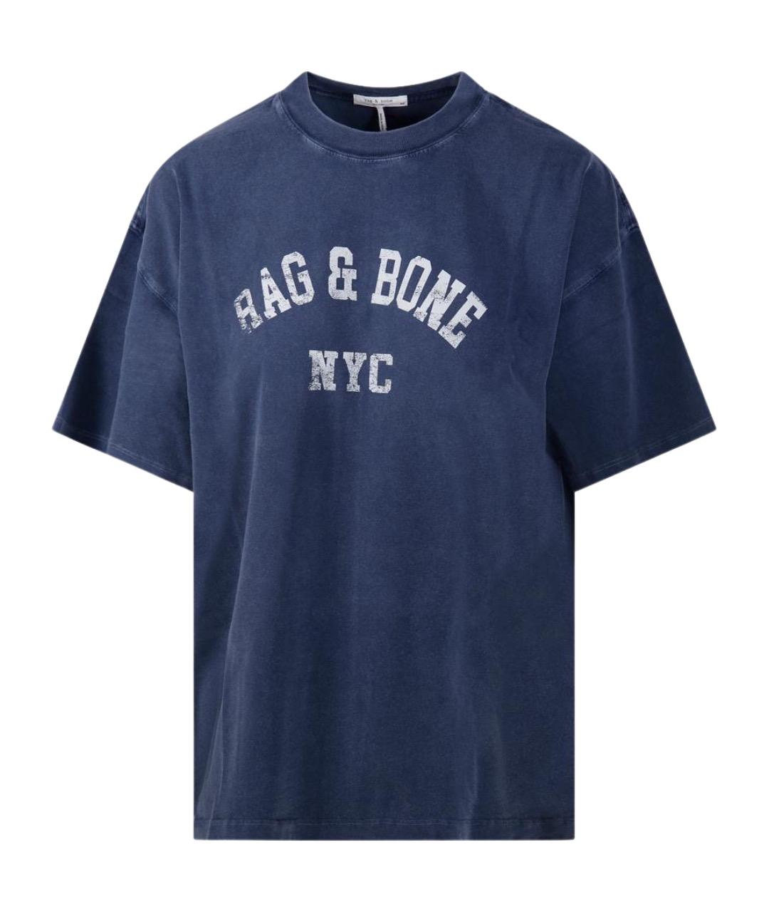 RAG & BONE Синяя хлопковая футболка, фото 1