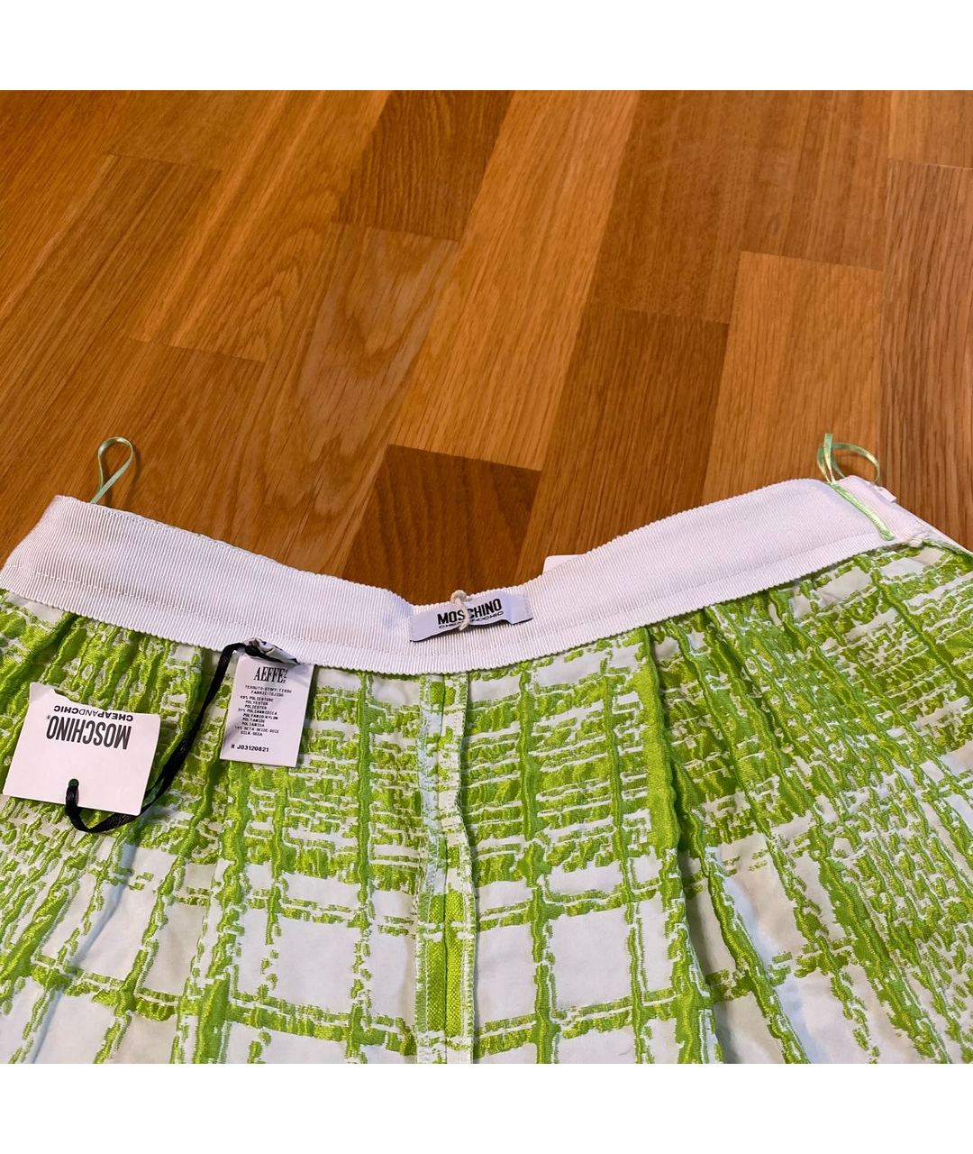 MOSCHINO Зеленая полиэстеровая юбка-шорты, фото 3