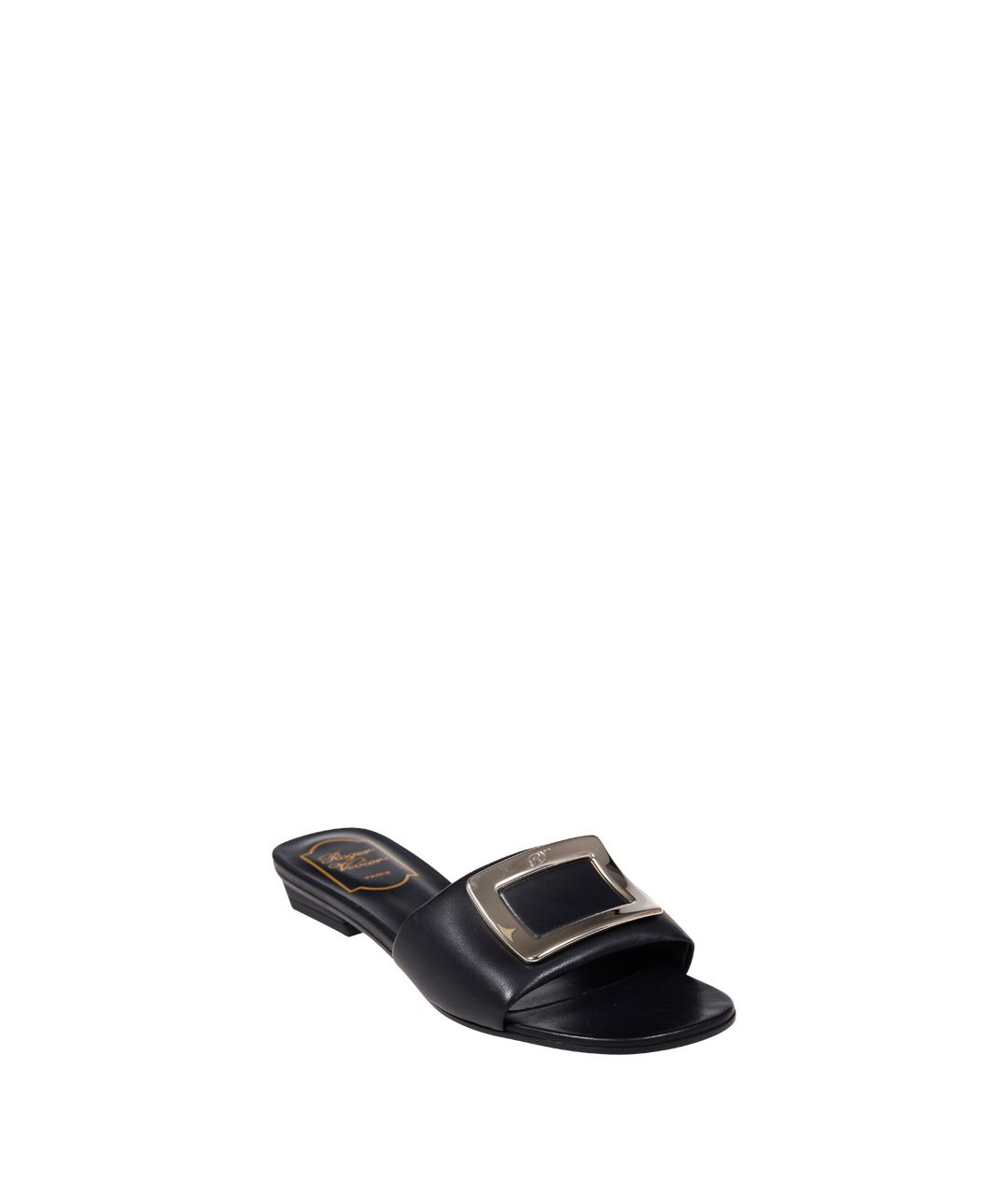 ROGER VIVIER Черные кожаные мюли, фото 2
