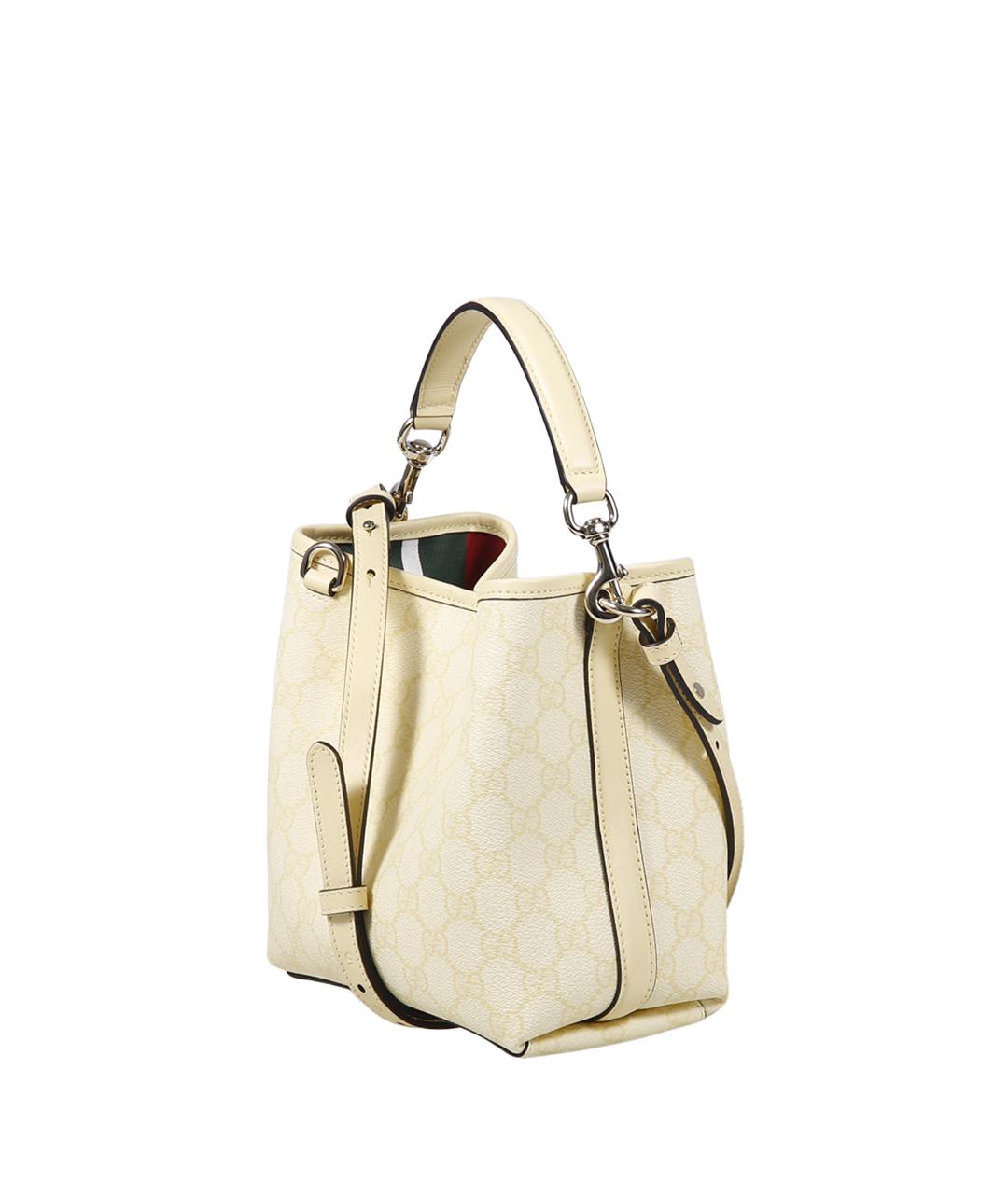GUCCI Желтая сумка тоут из канвы, фото 2