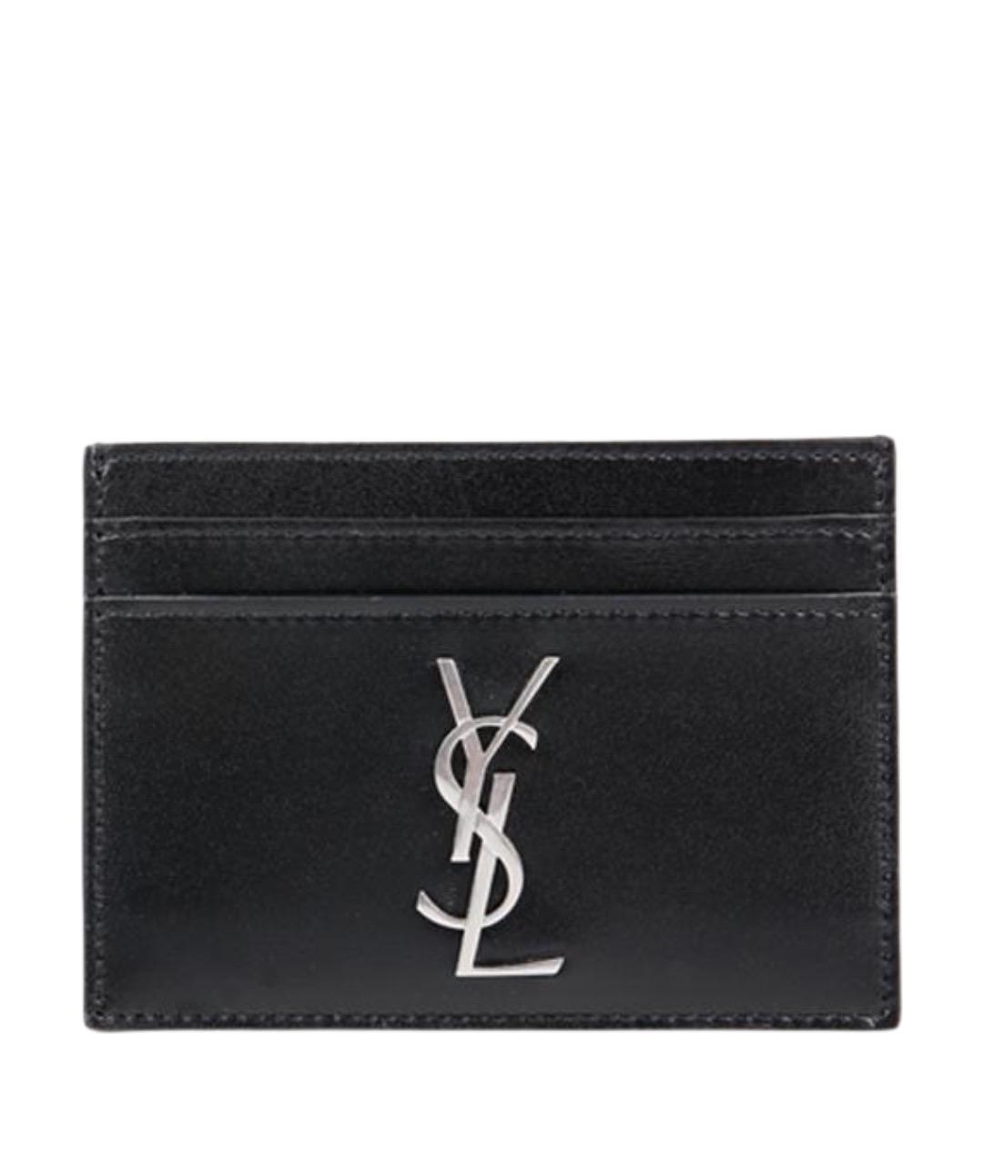 SAINT LAURENT Черный кожаный кардхолдер, фото 1