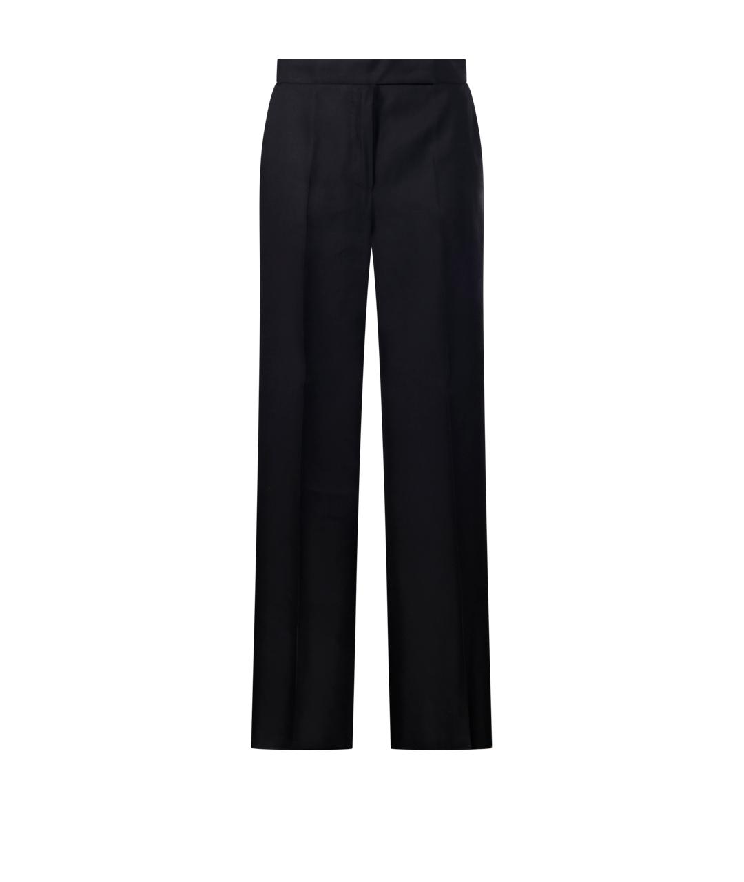 MAX MARA Черные льняные прямые брюки, фото 1
