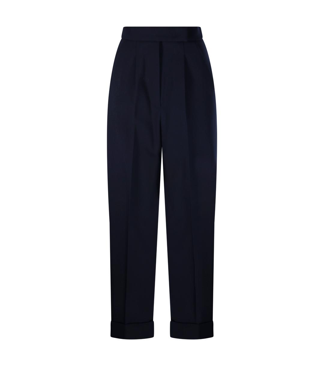 MAX MARA Темно-синие шерстяные прямые брюки, фото 1