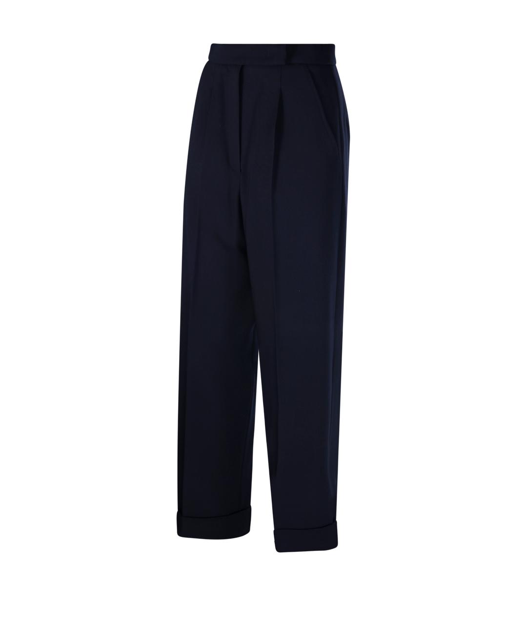 MAX MARA Темно-синие шерстяные прямые брюки, фото 2