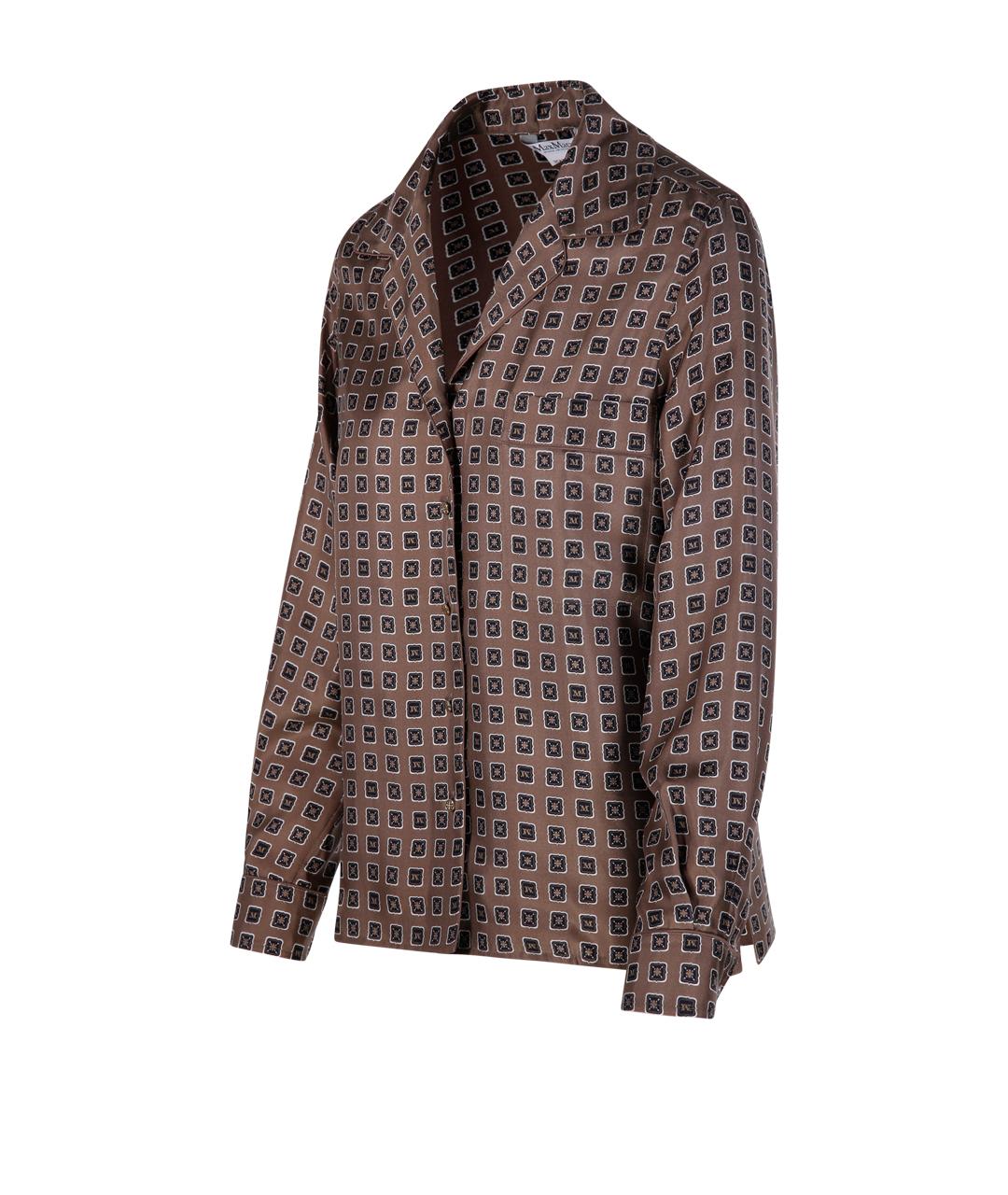 MAX MARA Коричневая шелковая рубашка, фото 2