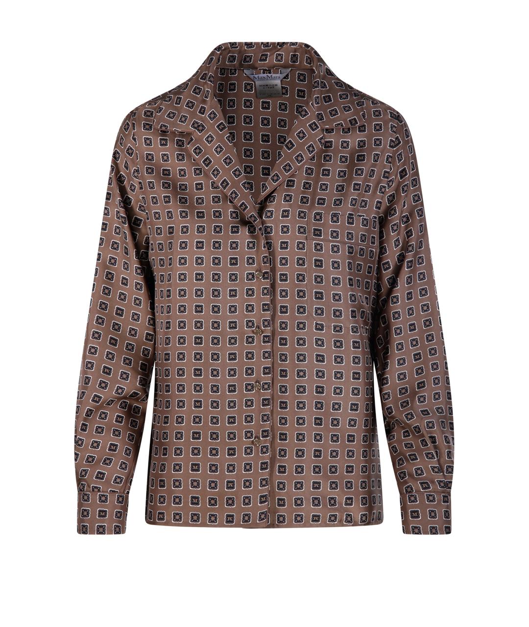 MAX MARA Коричневая шелковая рубашка, фото 1