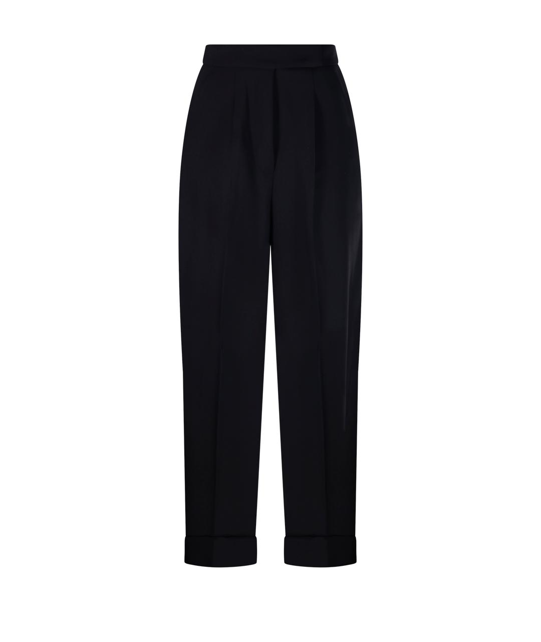 MAX MARA Черные шерстяные прямые брюки, фото 1