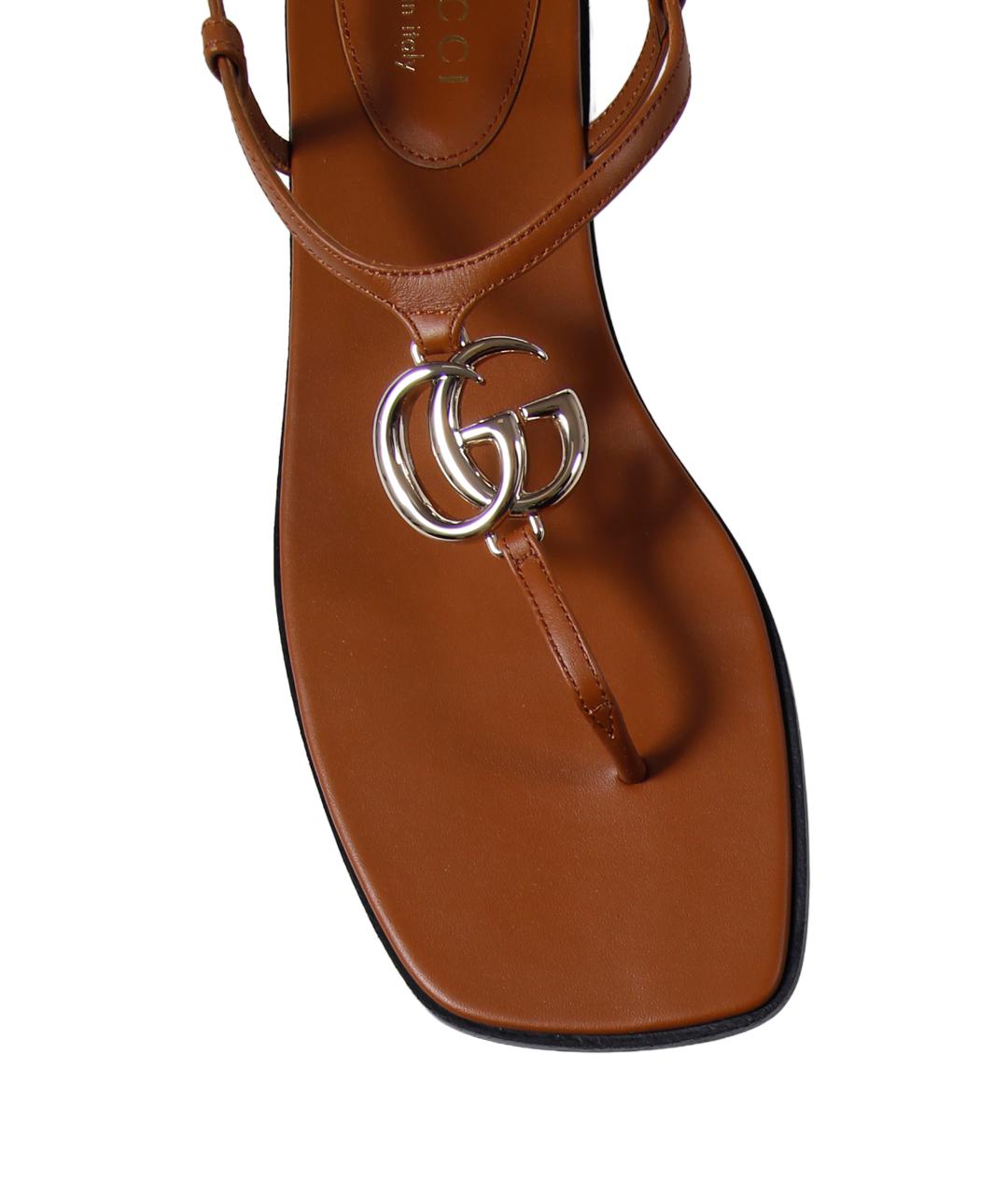 GUCCI Коричневые кожаные босоножки, фото 4