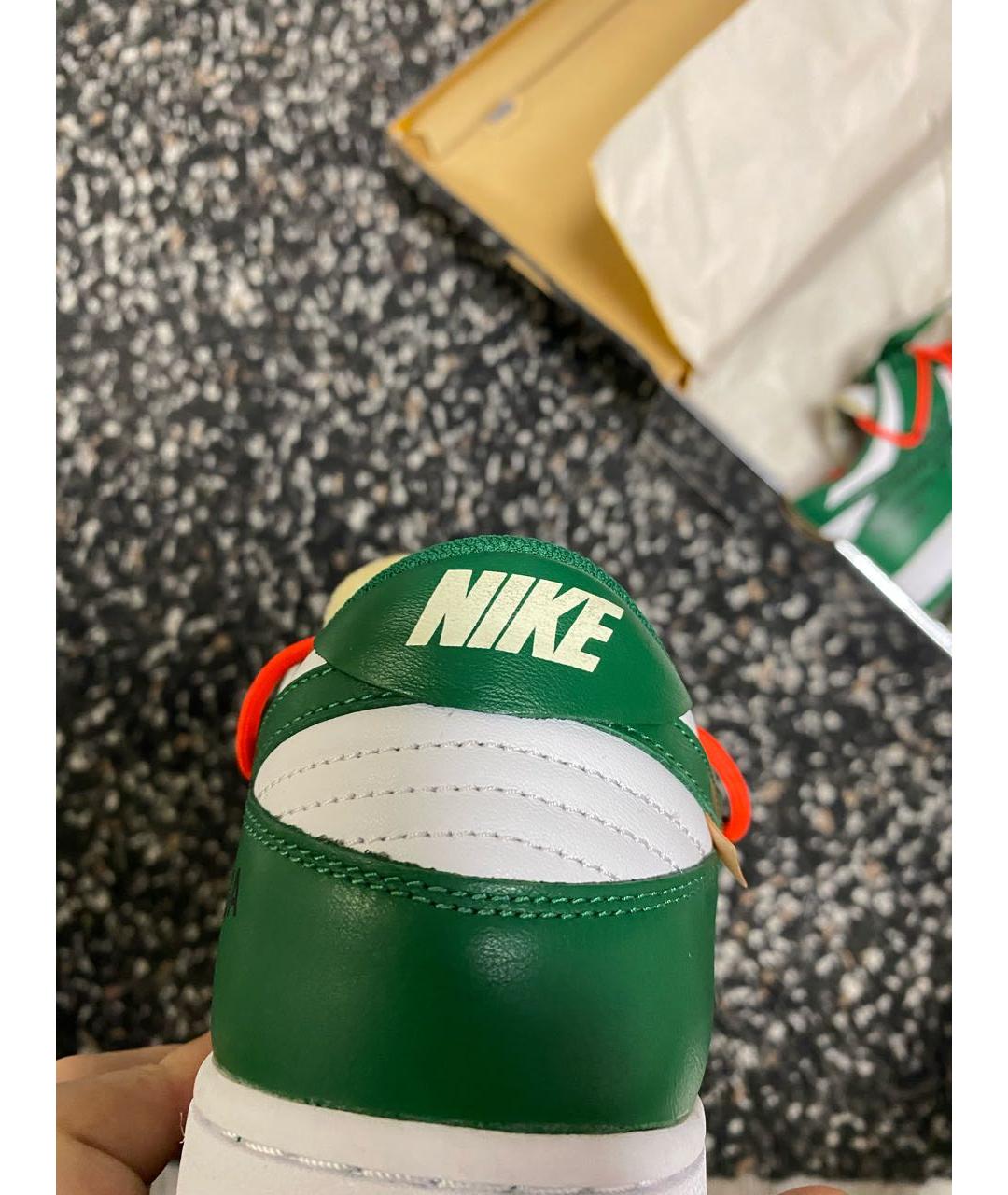 NIKE X OFF-WHITE Зеленые кожаные низкие кроссовки / кеды, фото 4