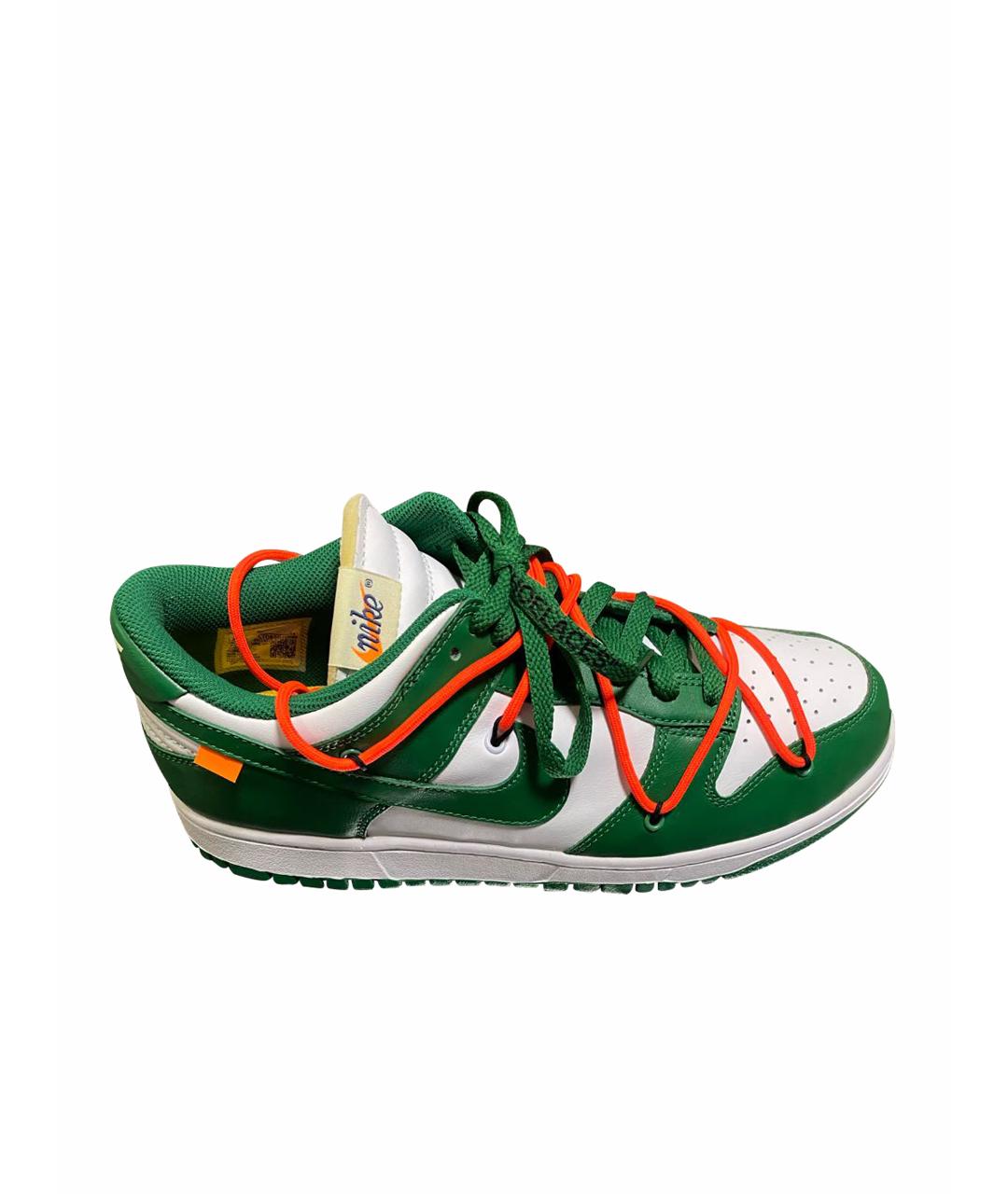 NIKE X OFF-WHITE Зеленые кожаные низкие кроссовки / кеды, фото 1
