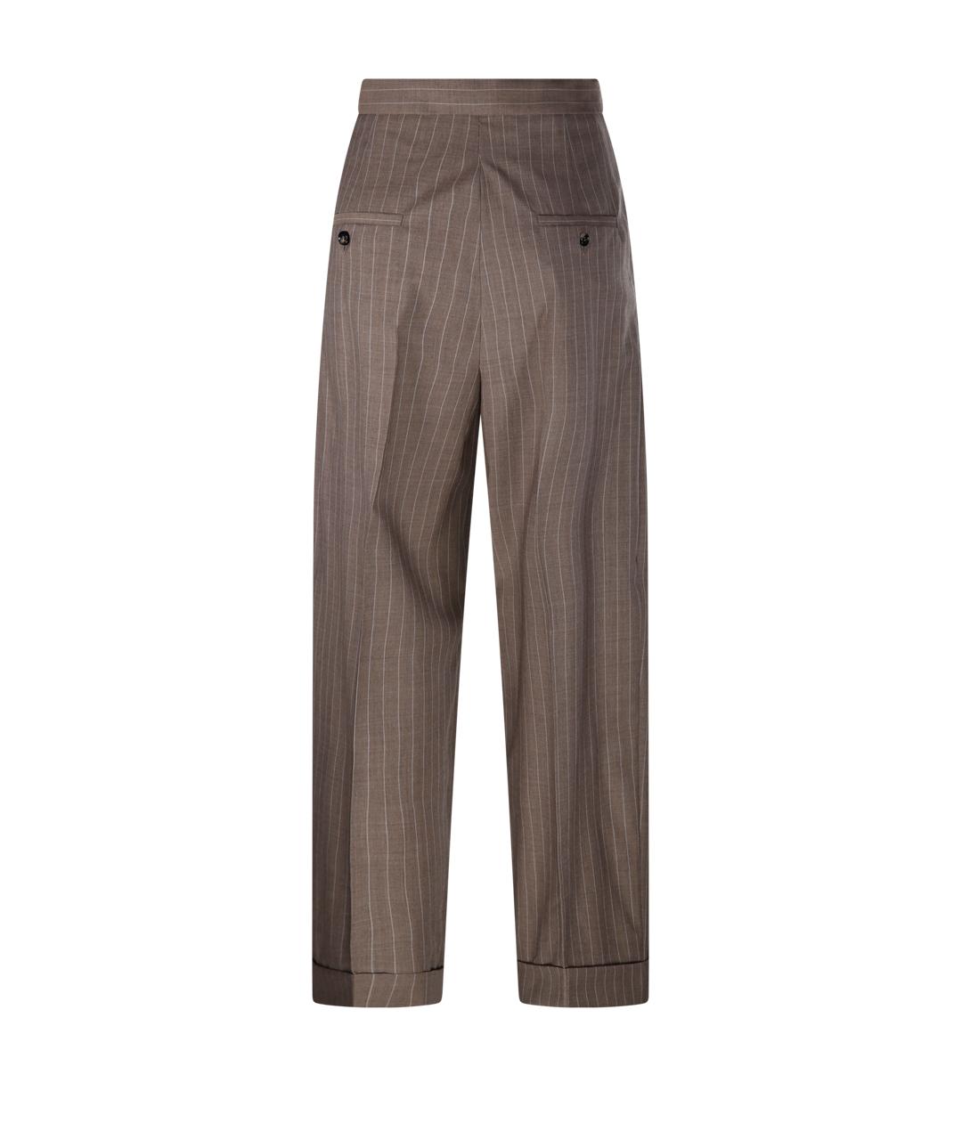 MAX MARA Коричневые шерстяные прямые брюки, фото 3