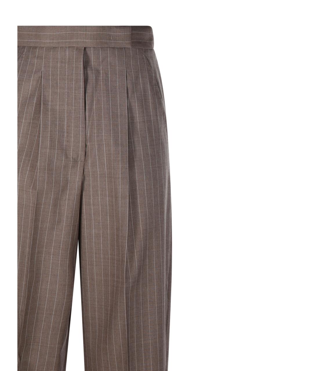 MAX MARA Коричневые шерстяные прямые брюки, фото 4