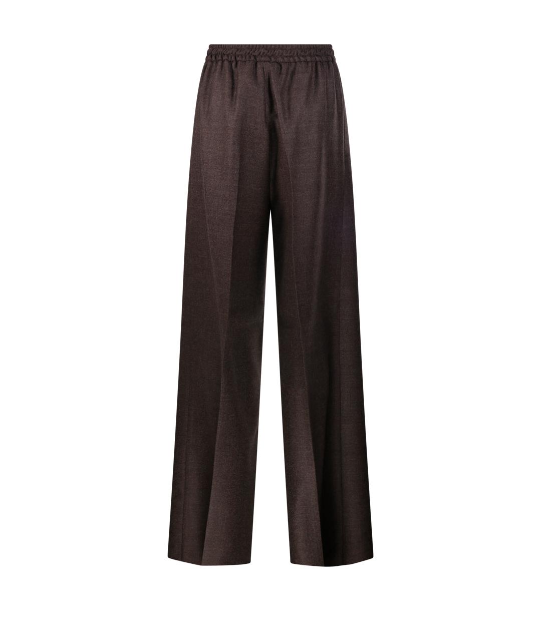 MAX MARA Коричневые шерстяные прямые брюки, фото 3