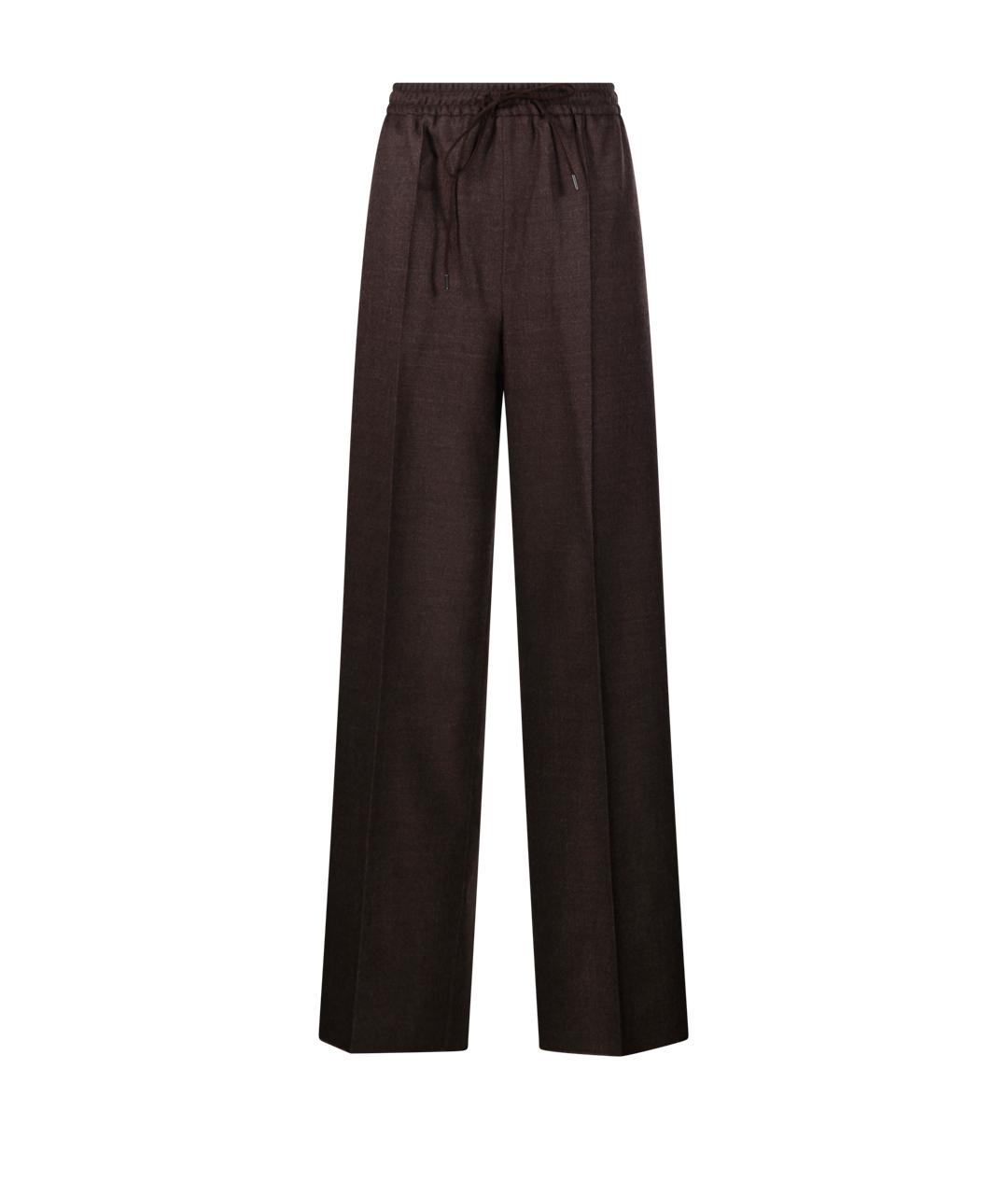 MAX MARA Коричневые шерстяные прямые брюки, фото 1