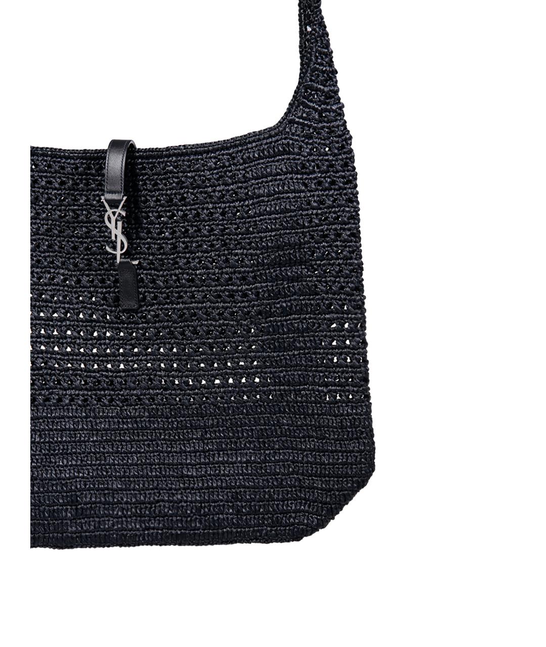 SAINT LAURENT Черная рафиевая сумка тоут, фото 4