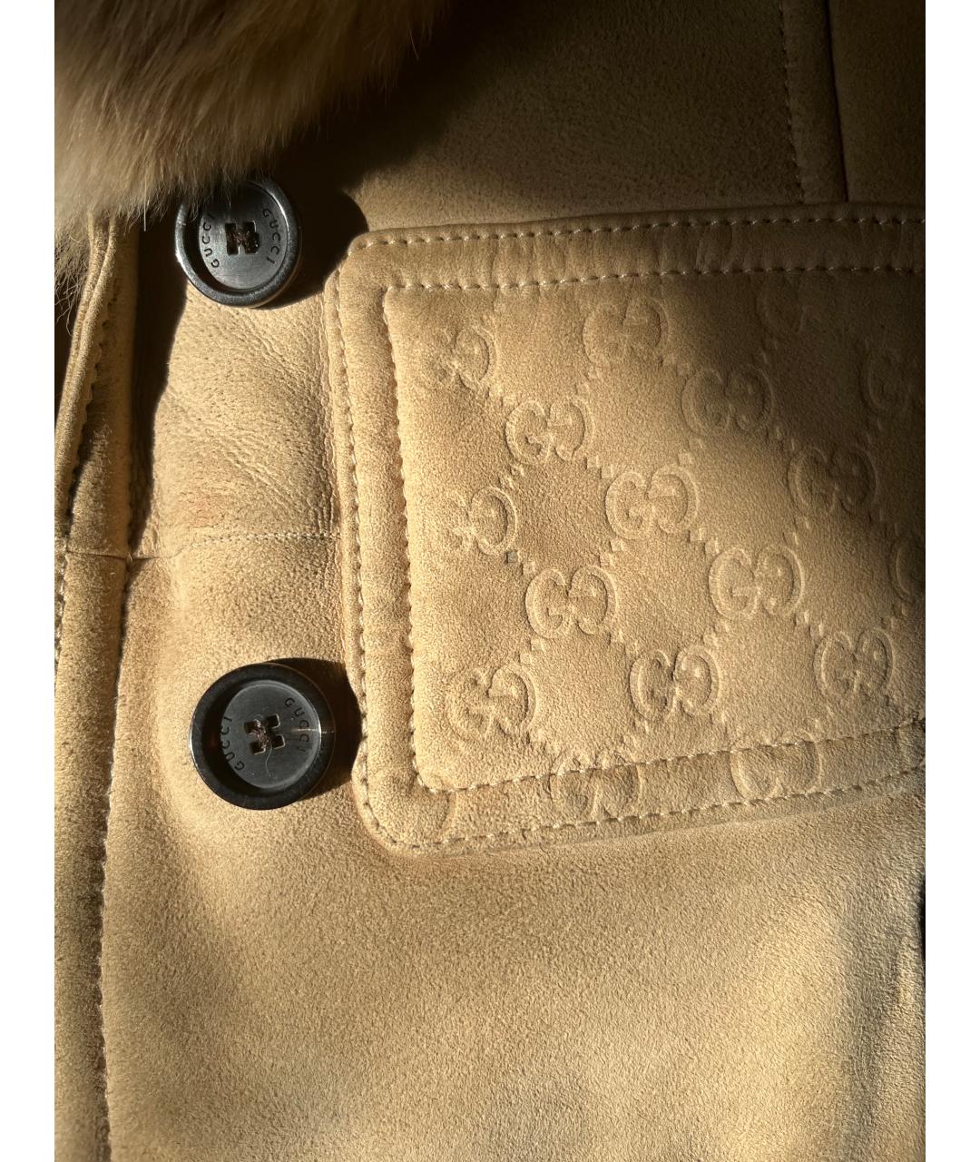 GUCCI Бежевая замшевая дубленка, фото 5