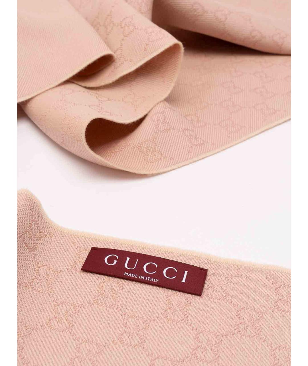 GUCCI Розовый шерстяной шарф, фото 3