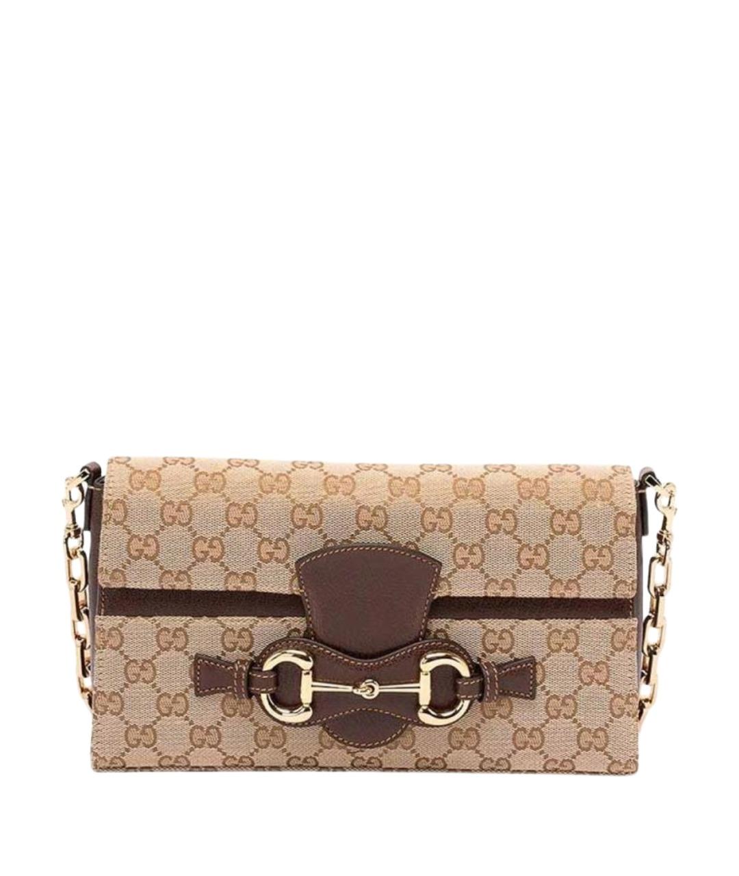 GUCCI Бежевая сумка через плечо из канвы, фото 1