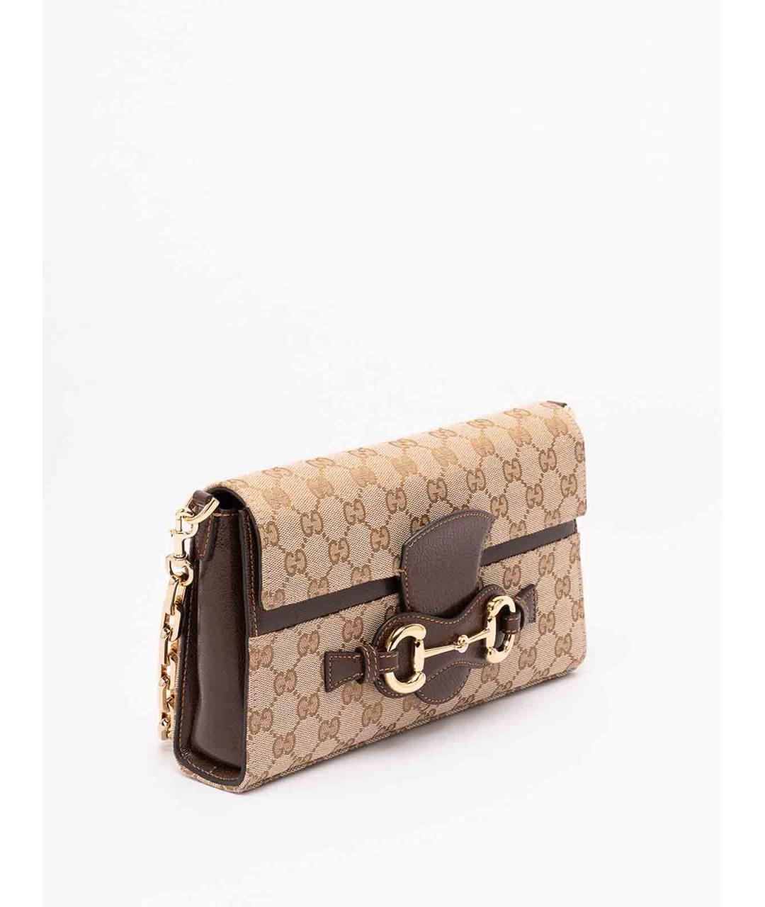 GUCCI Бежевая сумка через плечо из канвы, фото 3