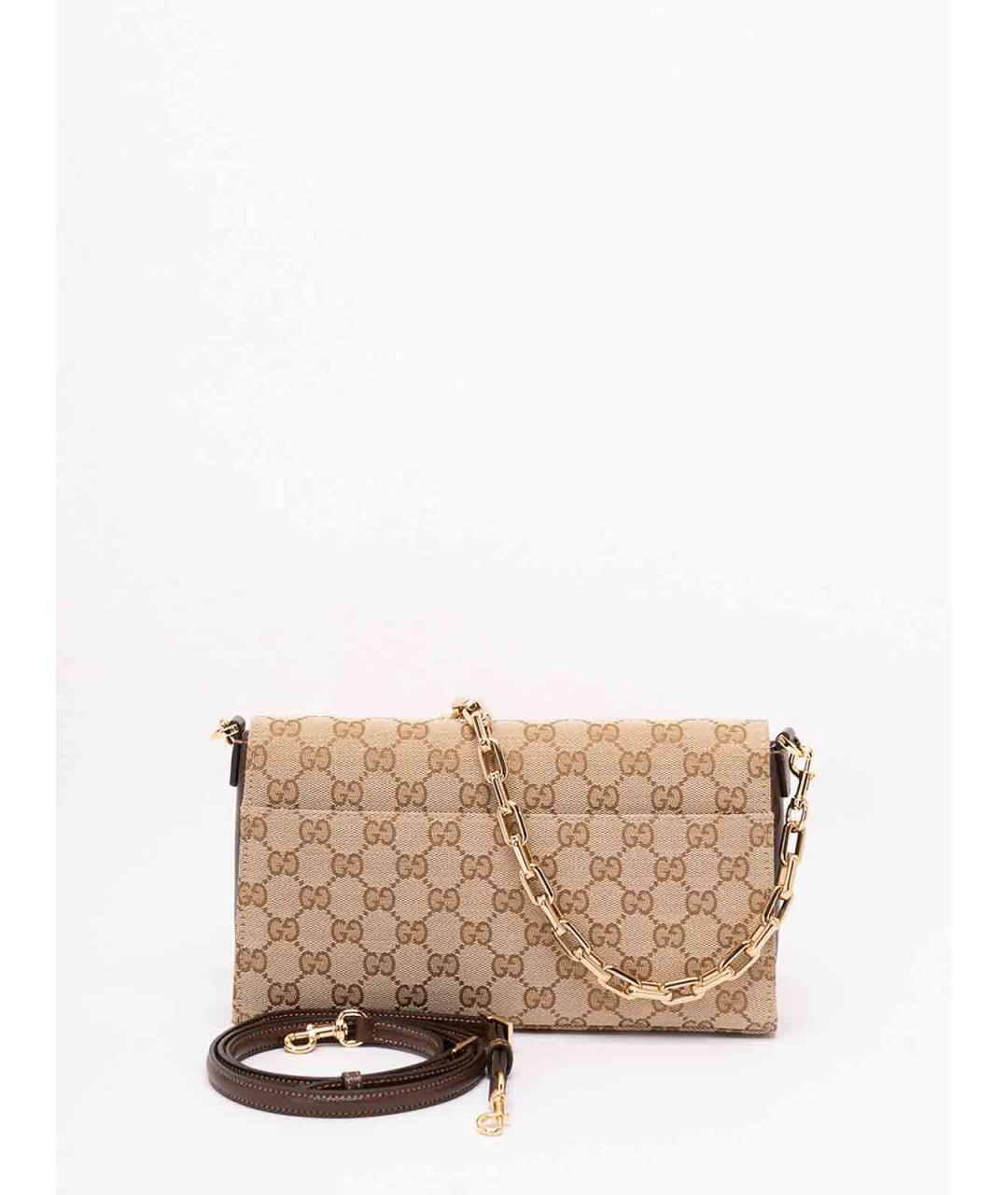 GUCCI Бежевая сумка через плечо из канвы, фото 2