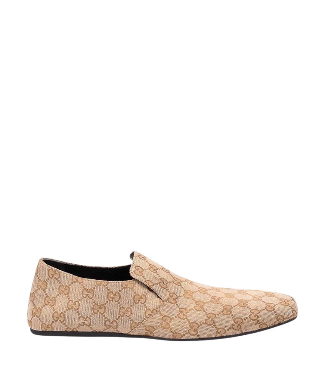GUCCI Бежевые текстильные лоферы, фото 1