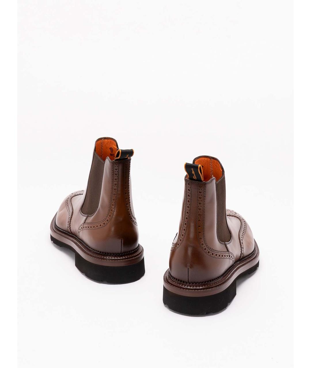 SANTONI Коричневые кожаные высокие ботинки, фото 3
