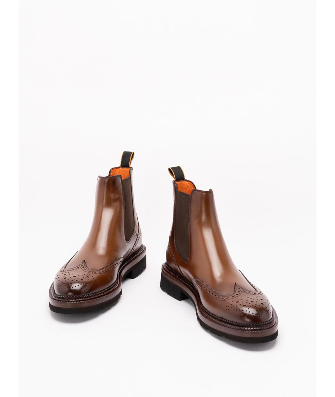 SANTONI Коричневые кожаные высокие ботинки, фото 2