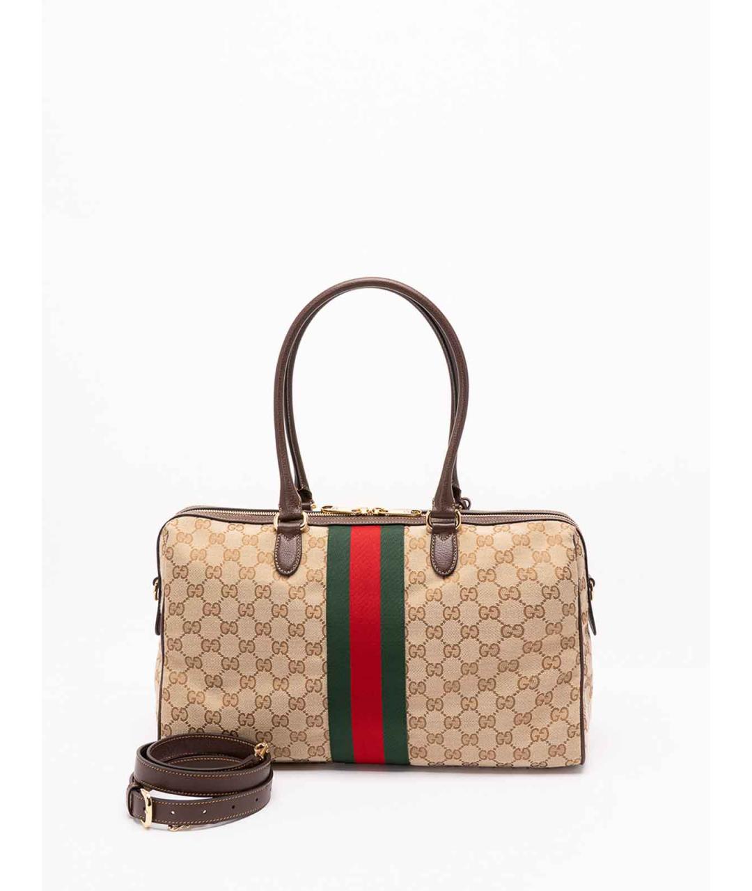 GUCCI Бежевая сумка через плечо из канвы, фото 2