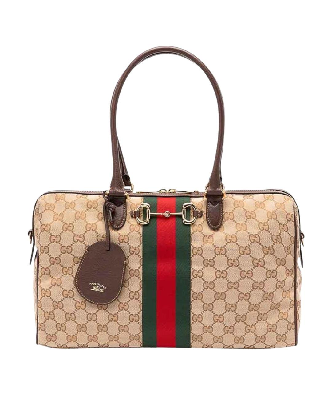 GUCCI Бежевая сумка через плечо из канвы, фото 1