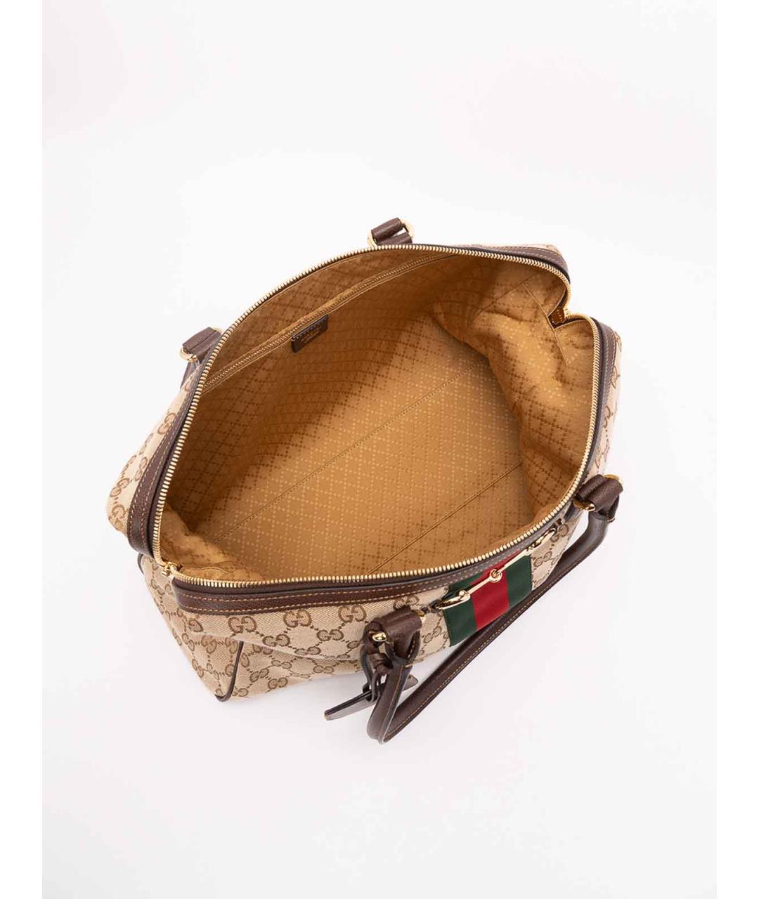 GUCCI Бежевая сумка через плечо из канвы, фото 5