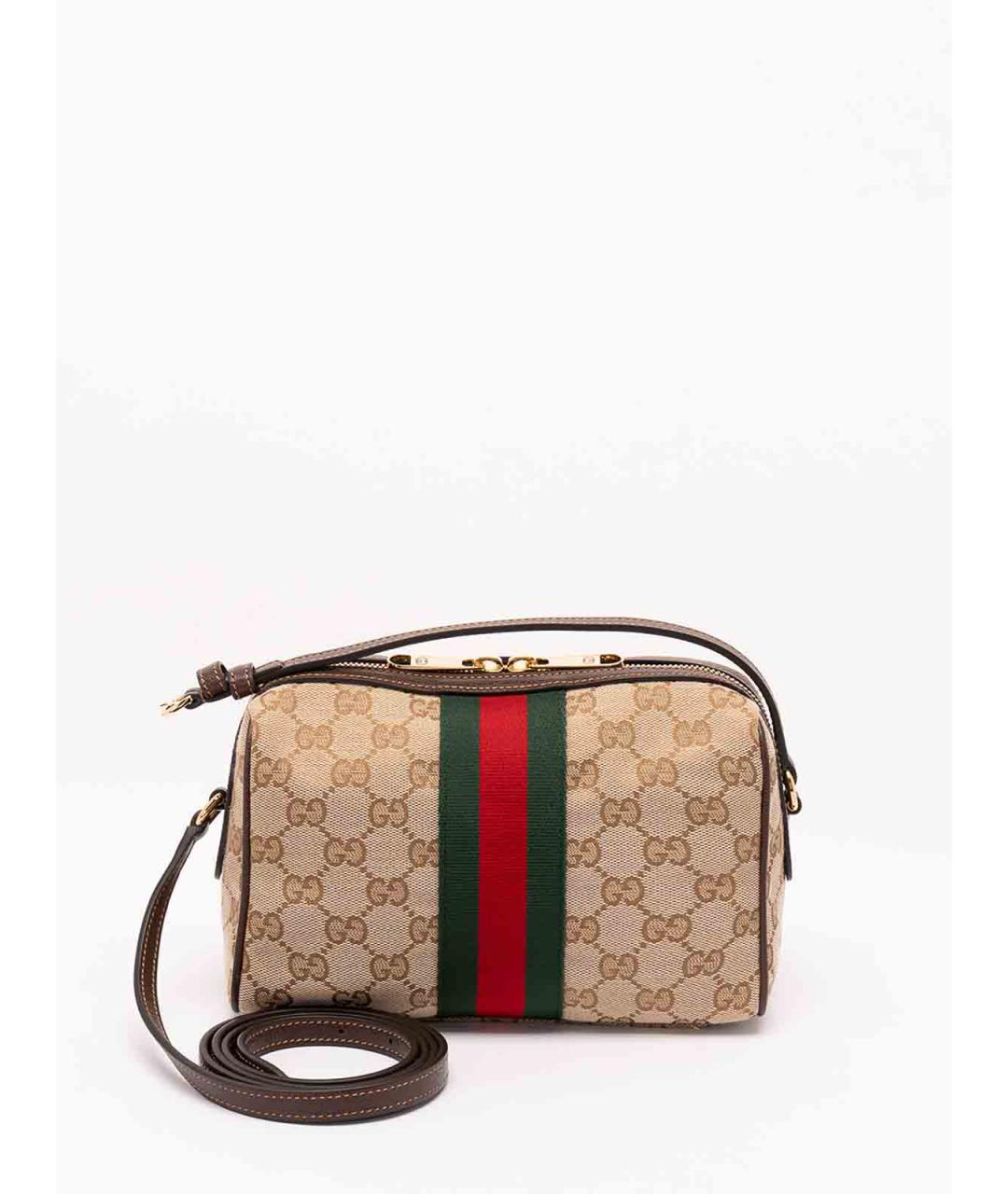 GUCCI Бежевая сумка через плечо из канвы, фото 2