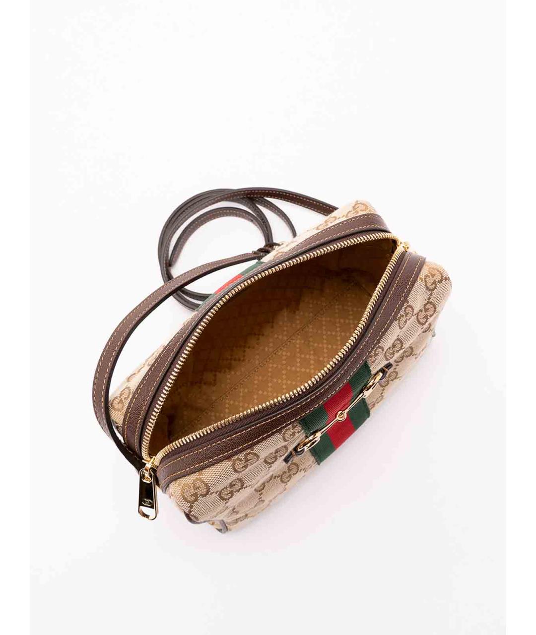 GUCCI Бежевая сумка через плечо из канвы, фото 6