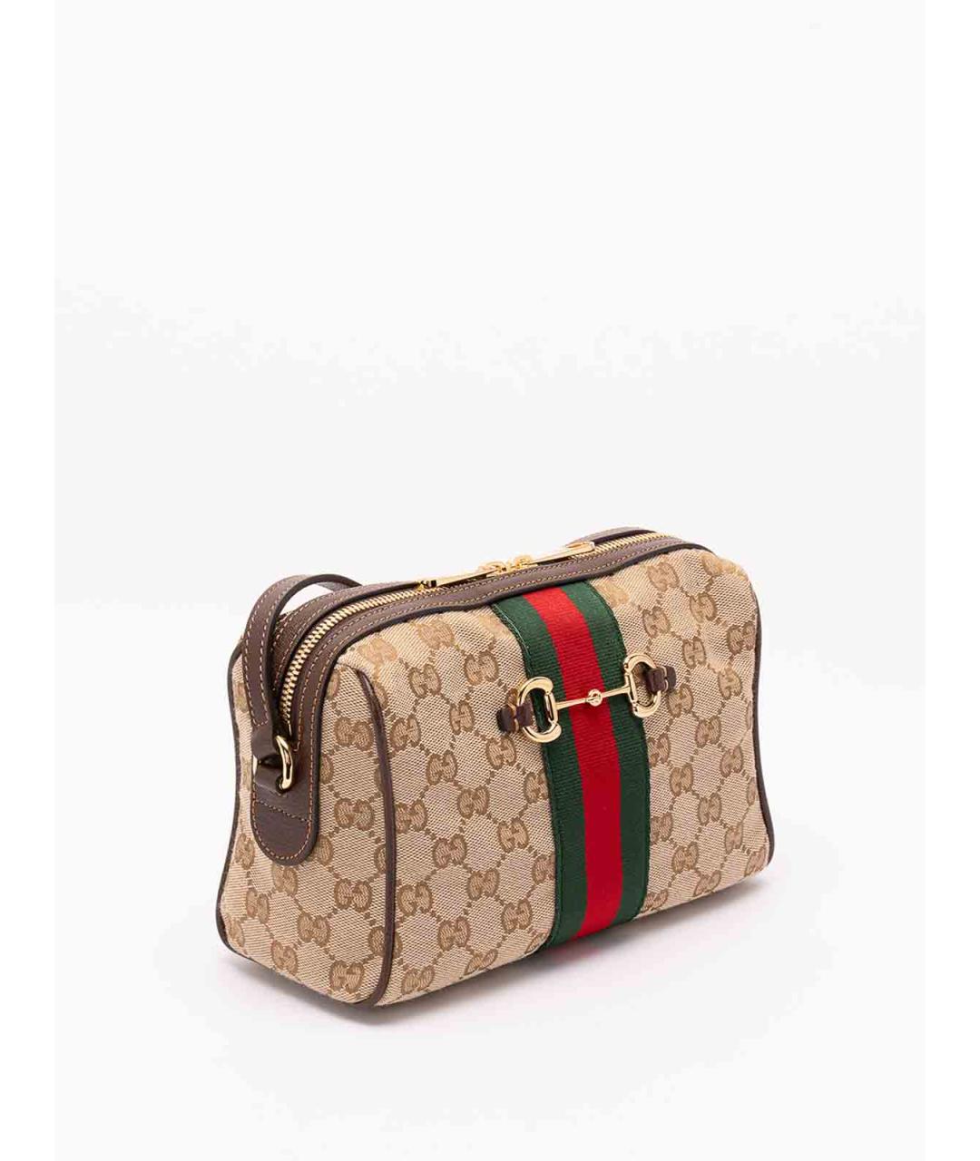 GUCCI Бежевая сумка через плечо из канвы, фото 3