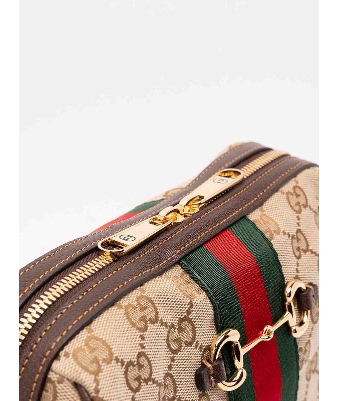 GUCCI Бежевая сумка через плечо из канвы, фото 5