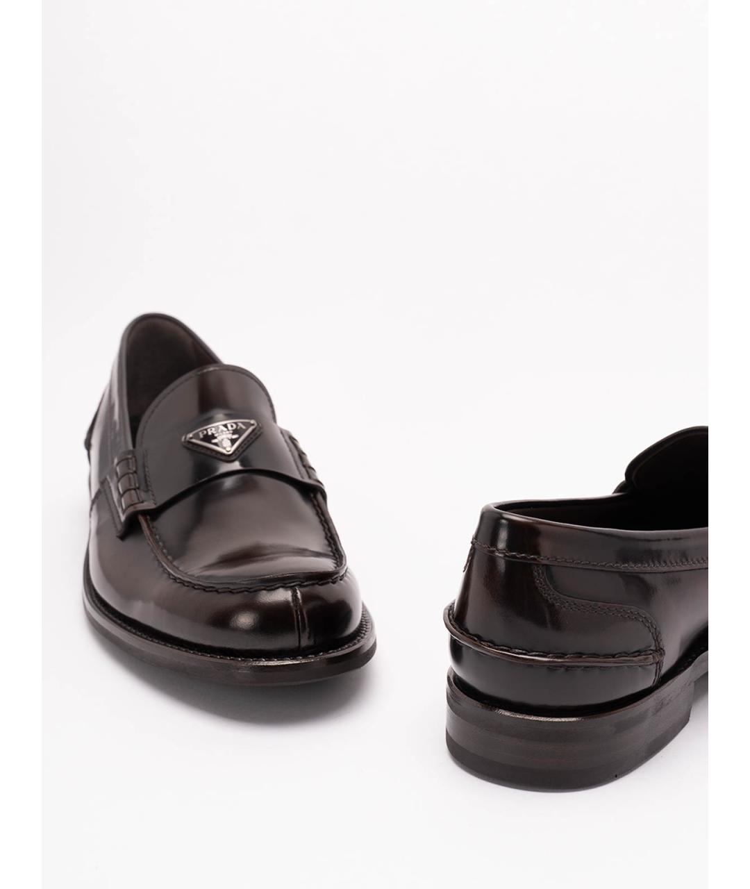 PRADA Коричневые кожаные лоферы, фото 5