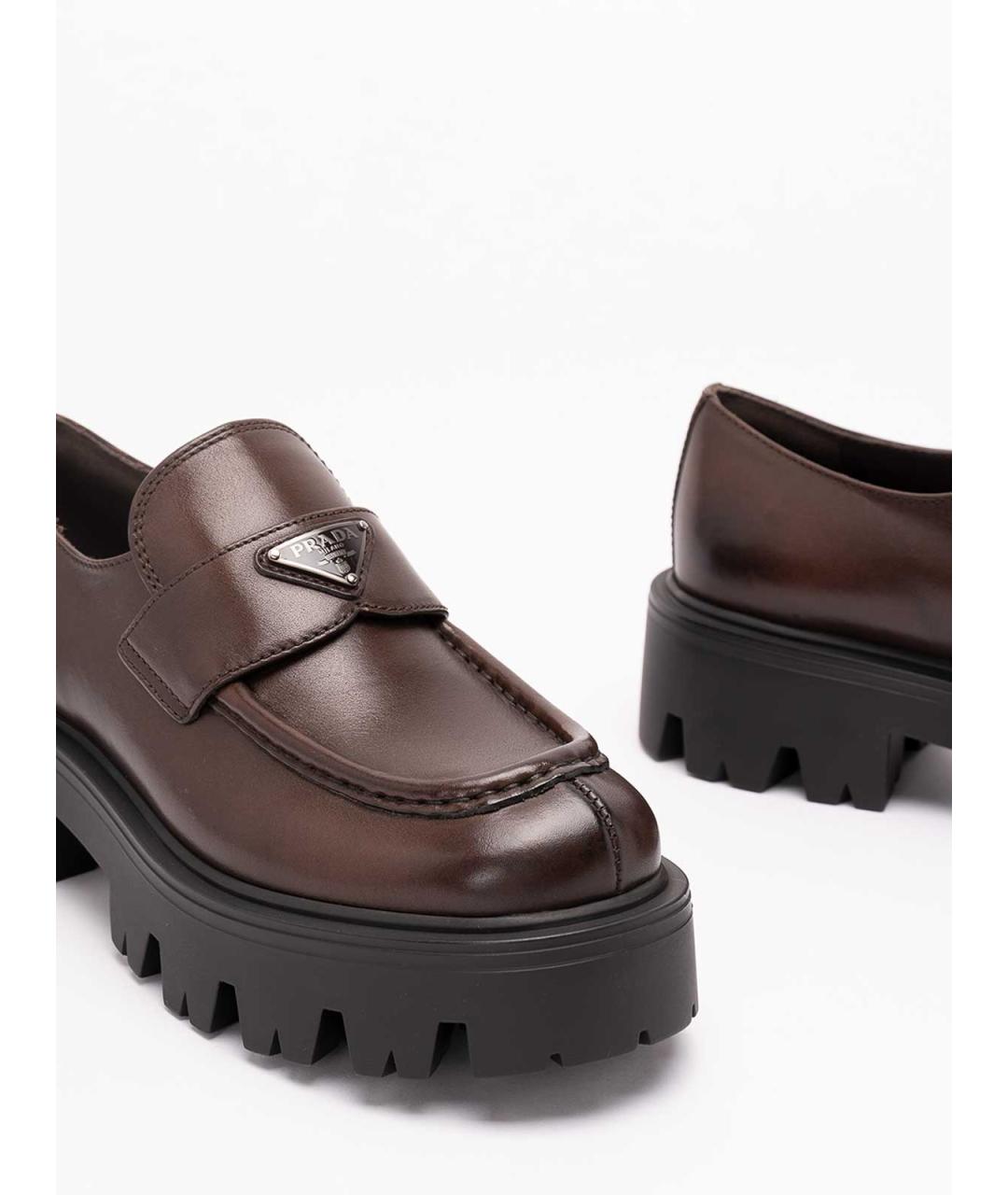 PRADA Коричневые кожаные лоферы, фото 5