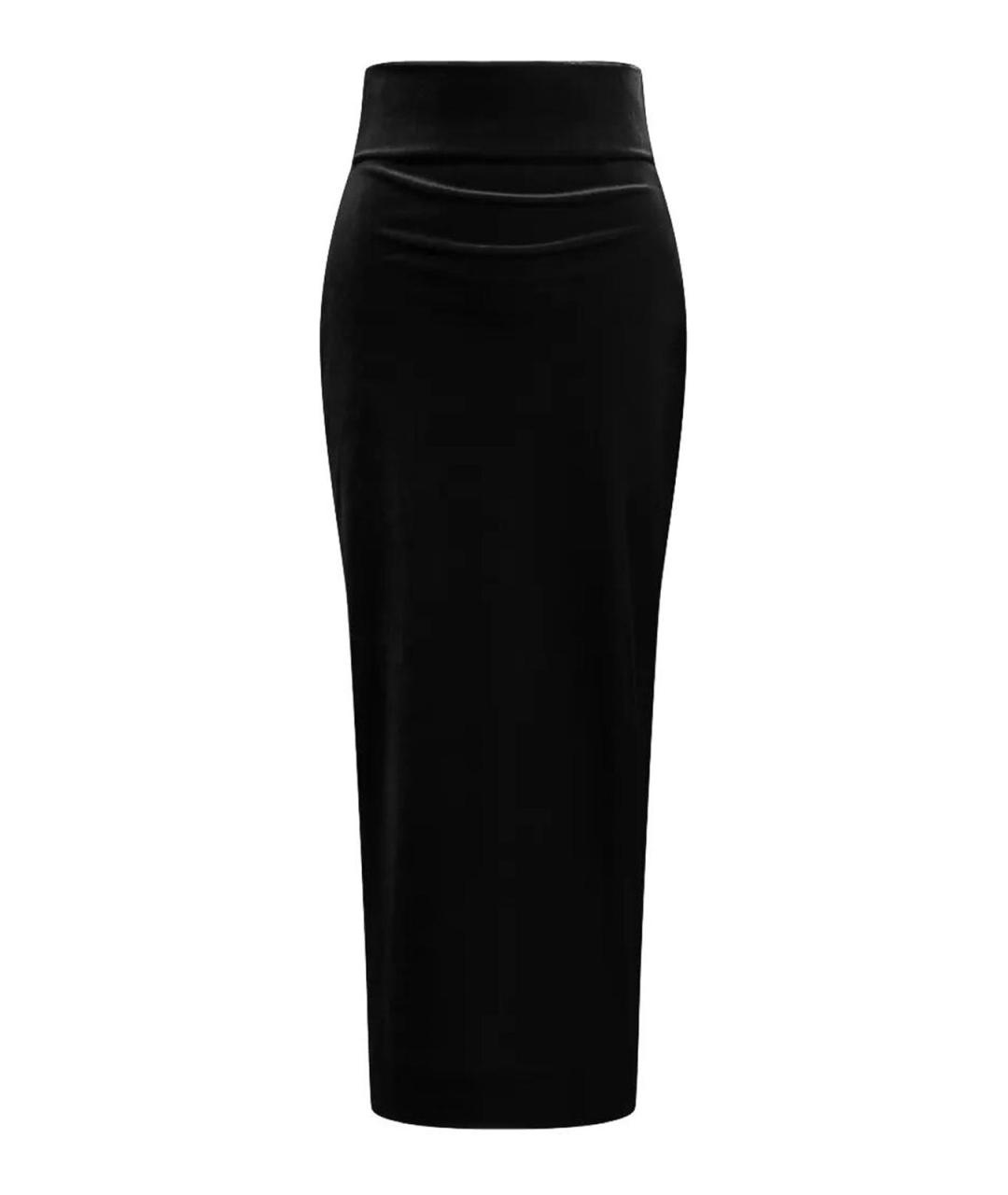 ALBERTA FERRETTI Черная бархатная юбка миди, фото 1