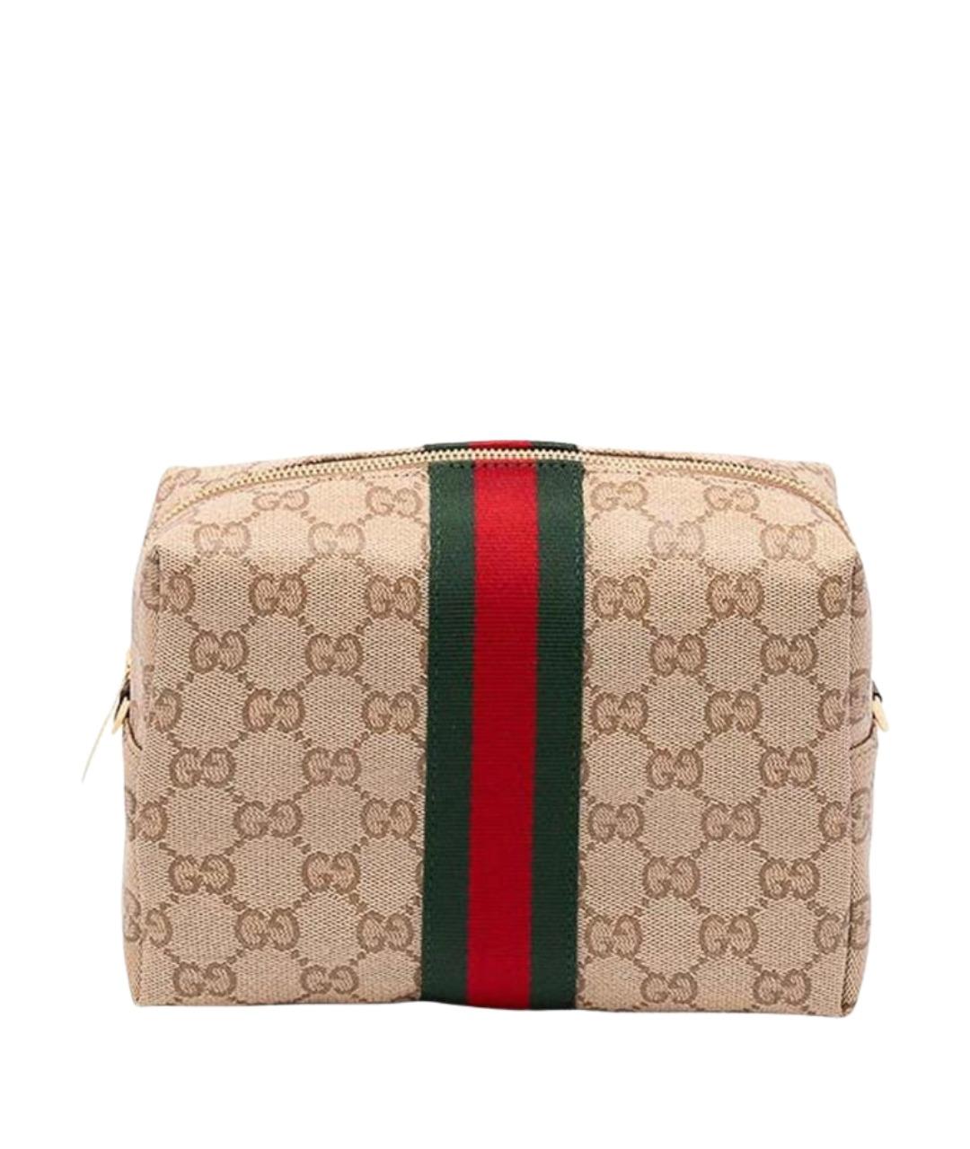GUCCI Бежевая сумка через плечо из канвы, фото 1