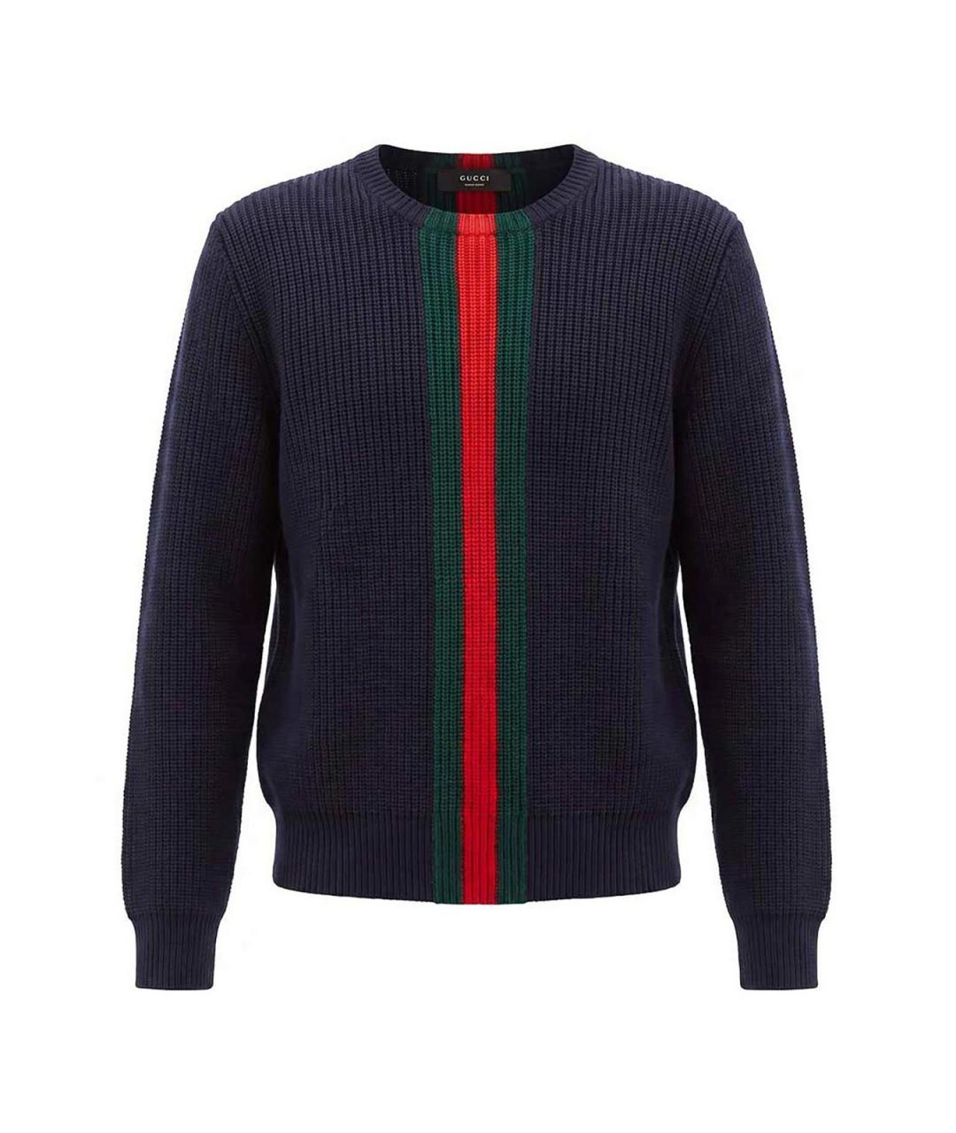 GUCCI Темно-синий шерстяной джемпер / свитер, фото 3